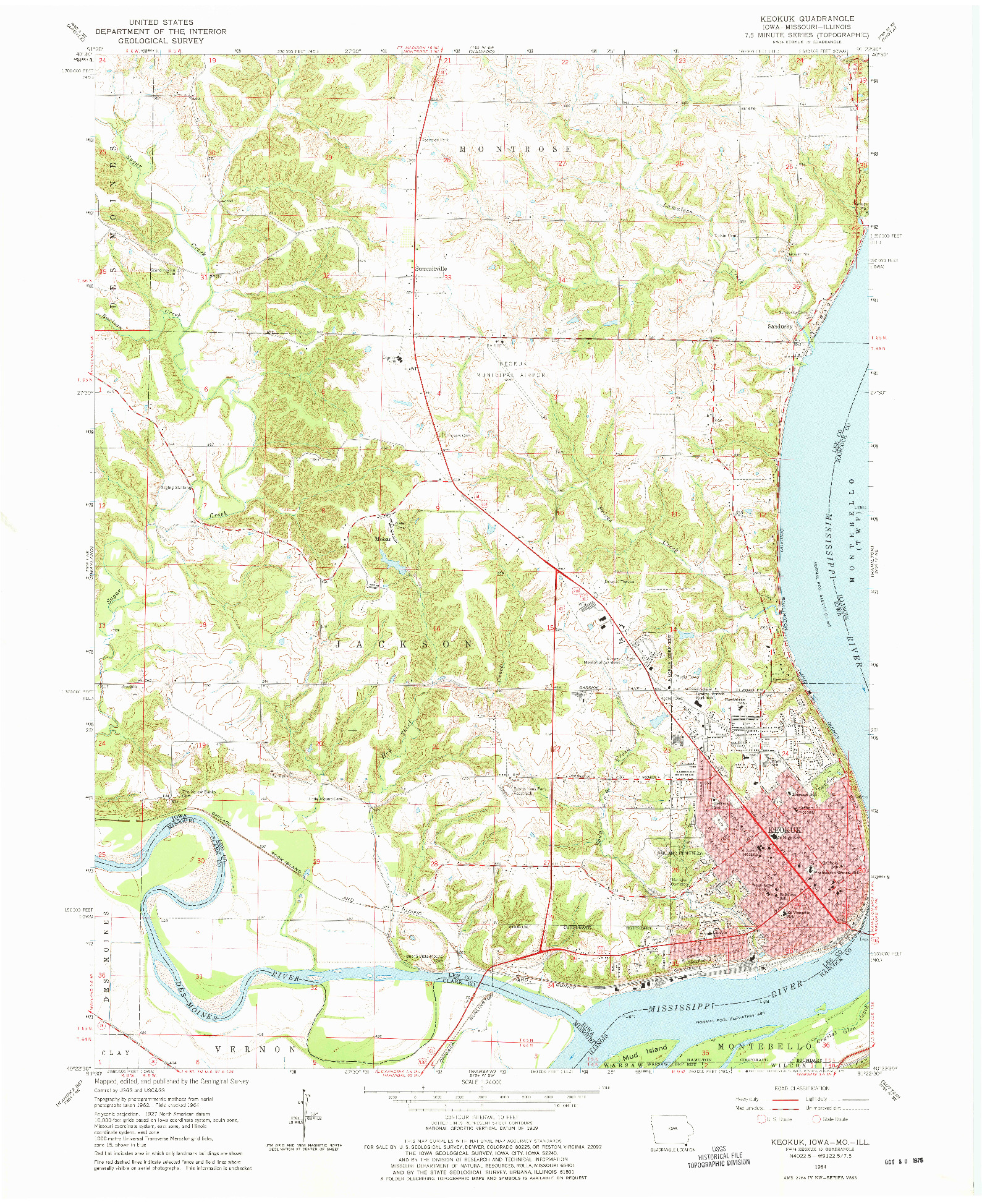 USGS 1:24000-SCALE QUADRANGLE FOR KEOKUK, IA 1964