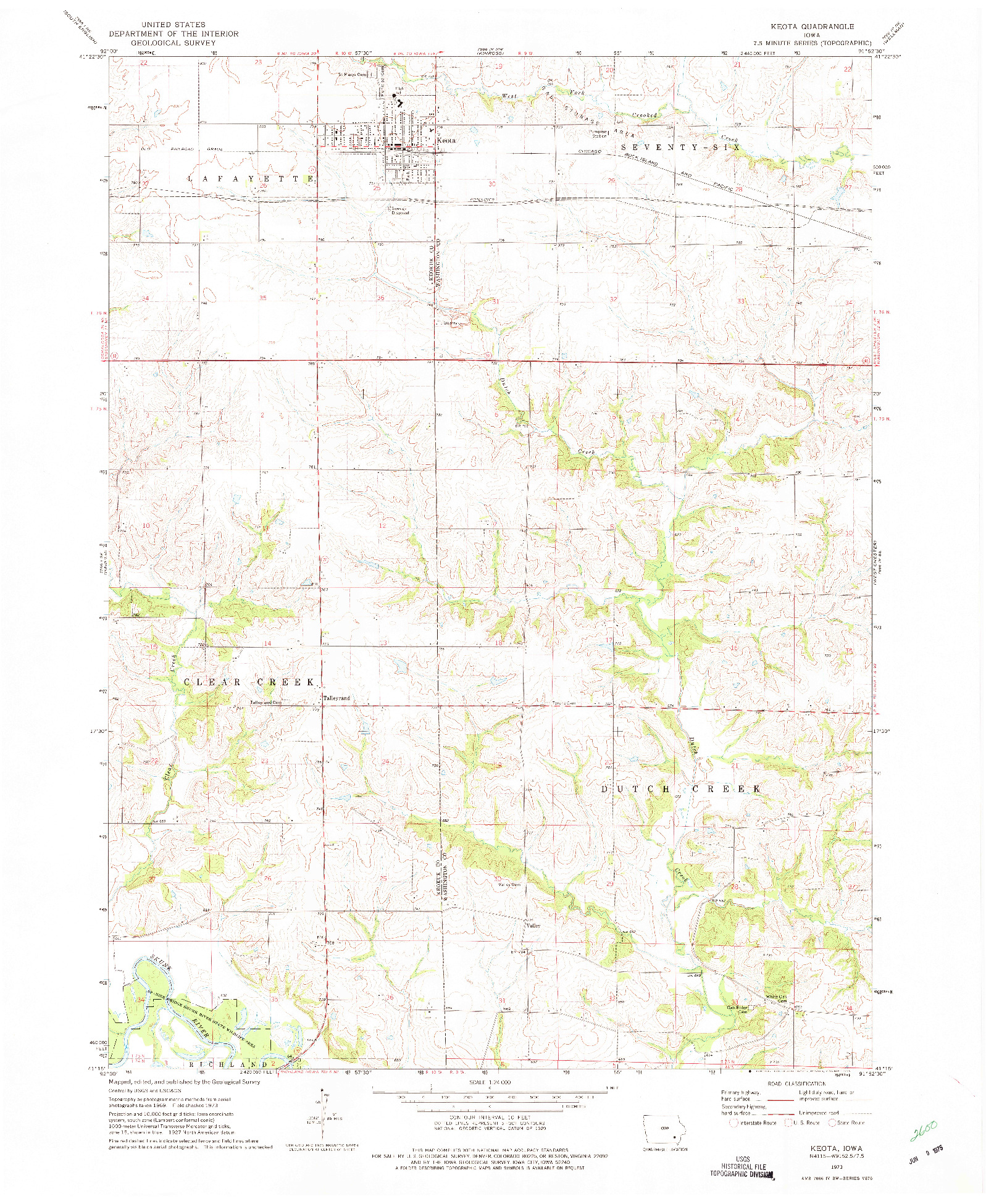 USGS 1:24000-SCALE QUADRANGLE FOR KEOTA, IA 1973