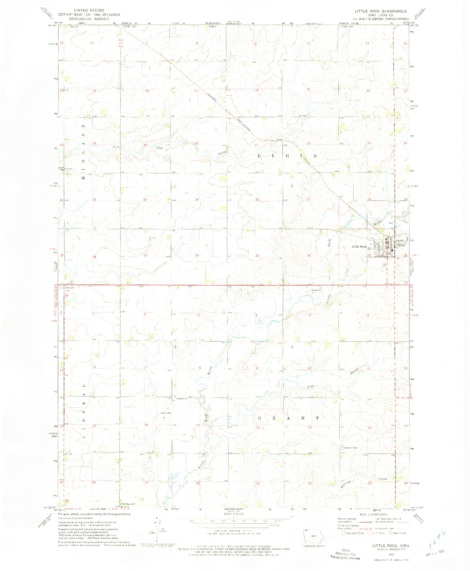 USGS 1:24000-SCALE QUADRANGLE FOR LITTLE ROCK, IA 1972
