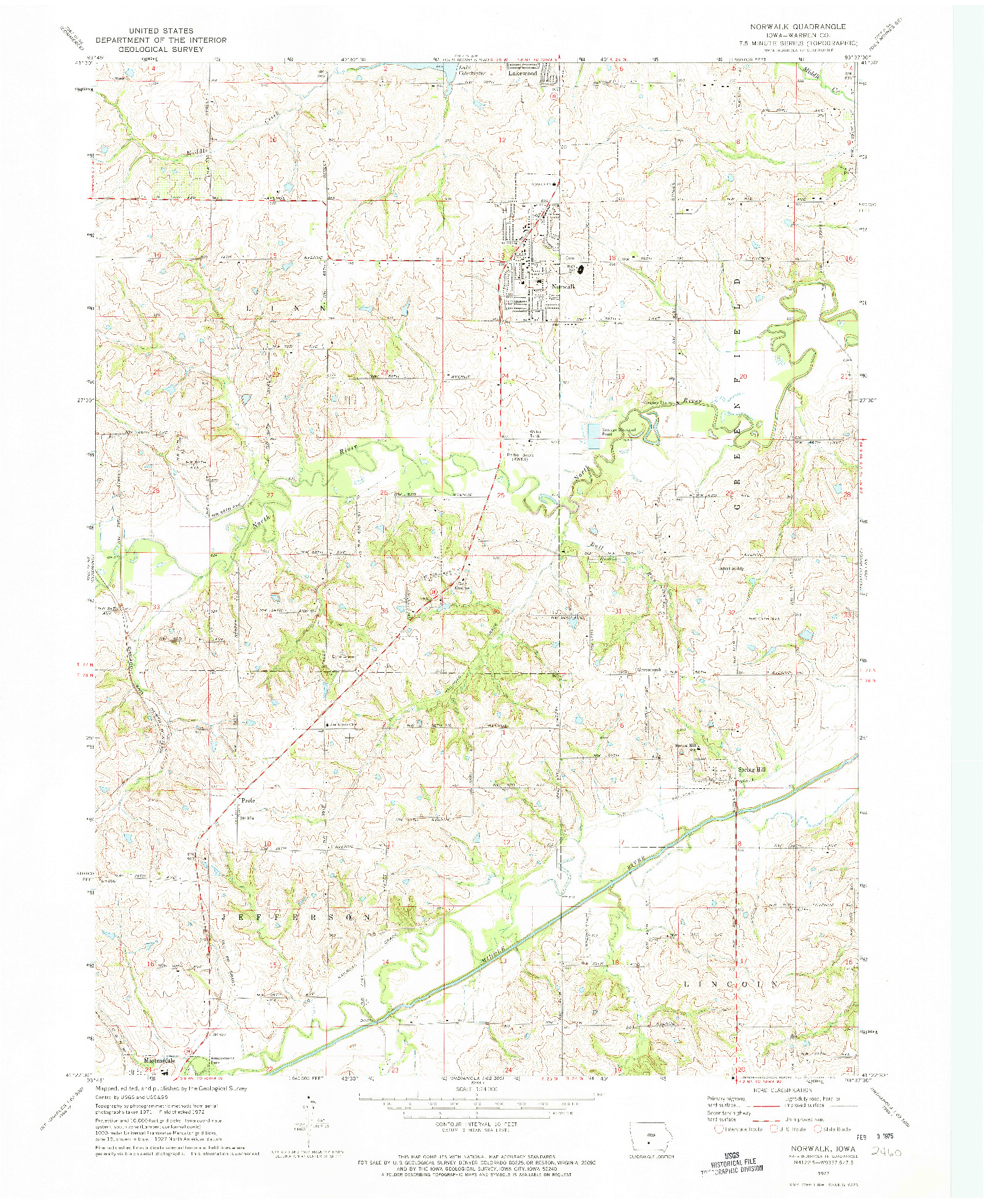 USGS 1:24000-SCALE QUADRANGLE FOR NORWALK, IA 1972