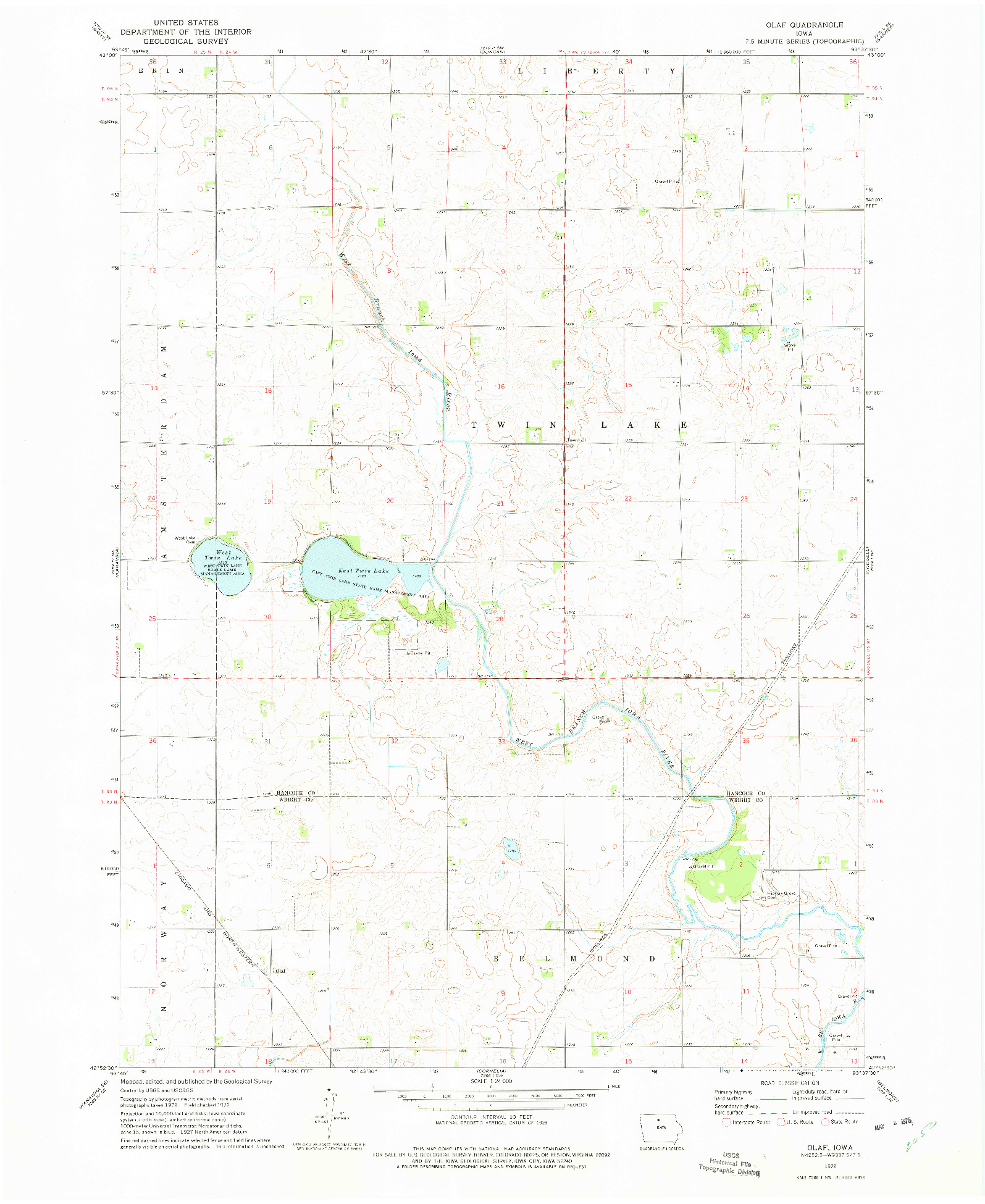 USGS 1:24000-SCALE QUADRANGLE FOR OLAF, IA 1972