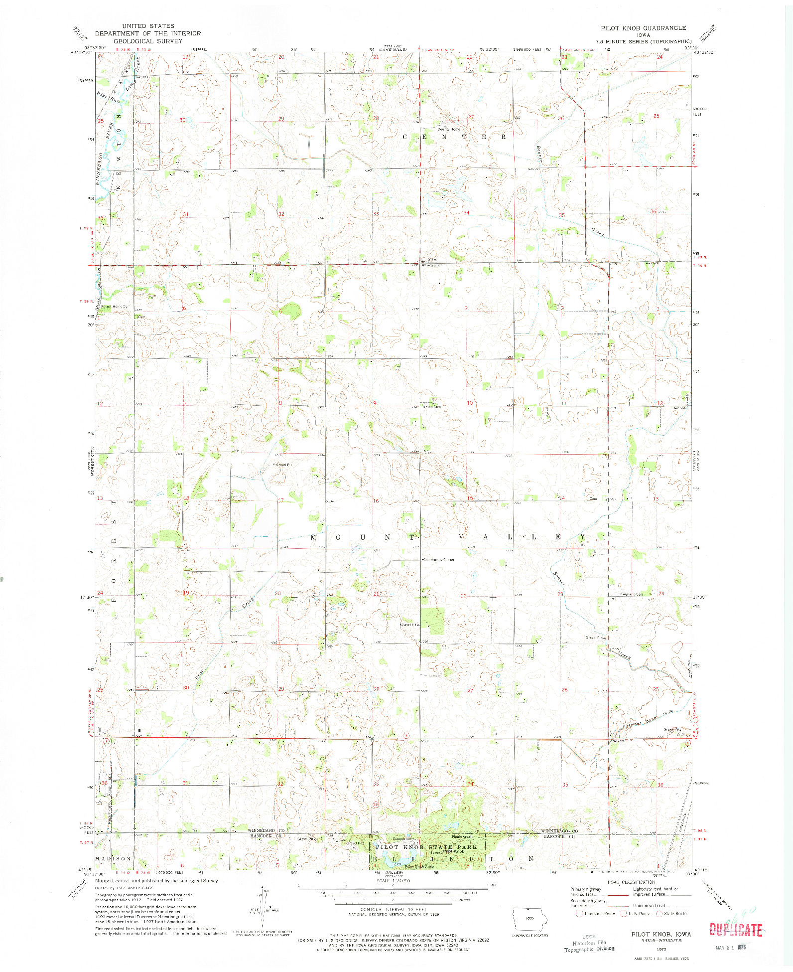 USGS 1:24000-SCALE QUADRANGLE FOR PILOT KNOB, IA 1972