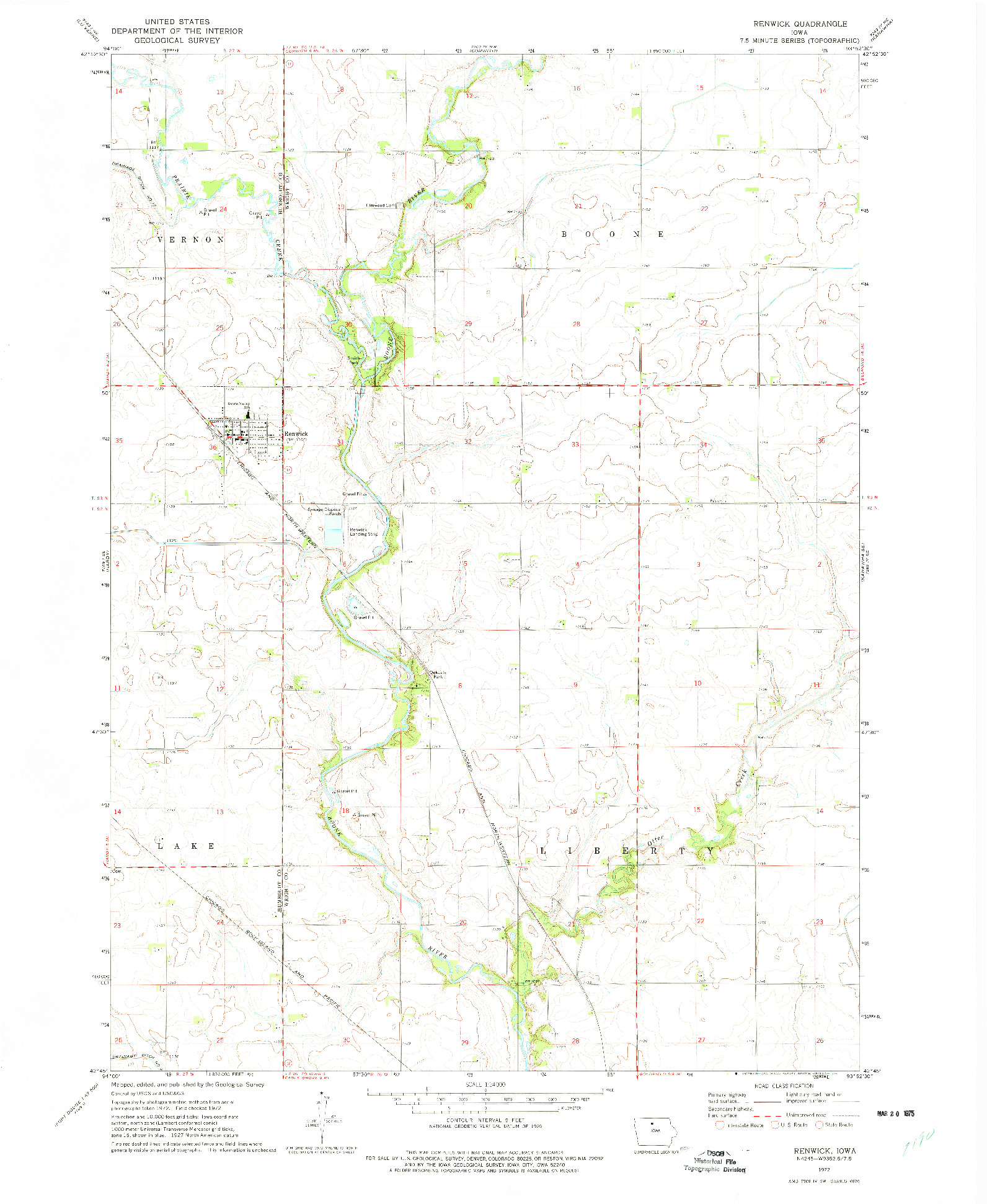 USGS 1:24000-SCALE QUADRANGLE FOR RENWICK, IA 1972