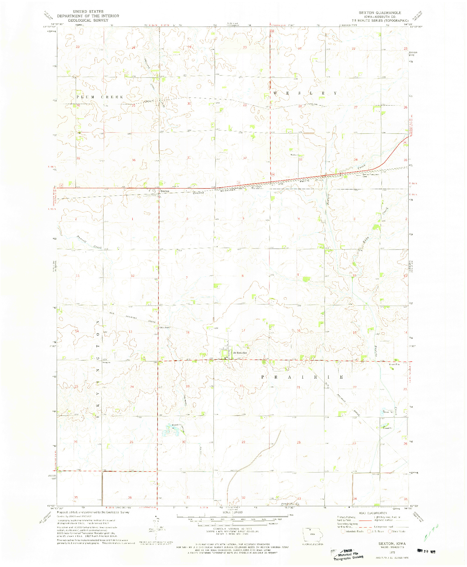 USGS 1:24000-SCALE QUADRANGLE FOR SEXTON, IA 1972