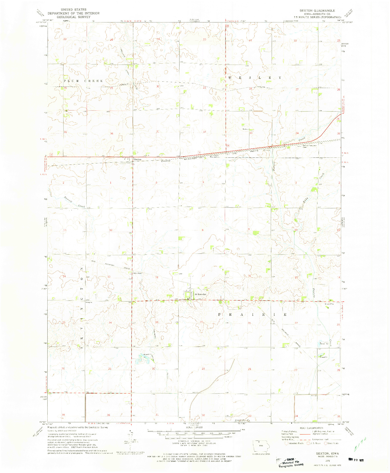 USGS 1:24000-SCALE QUADRANGLE FOR SEXTON, IA 1972