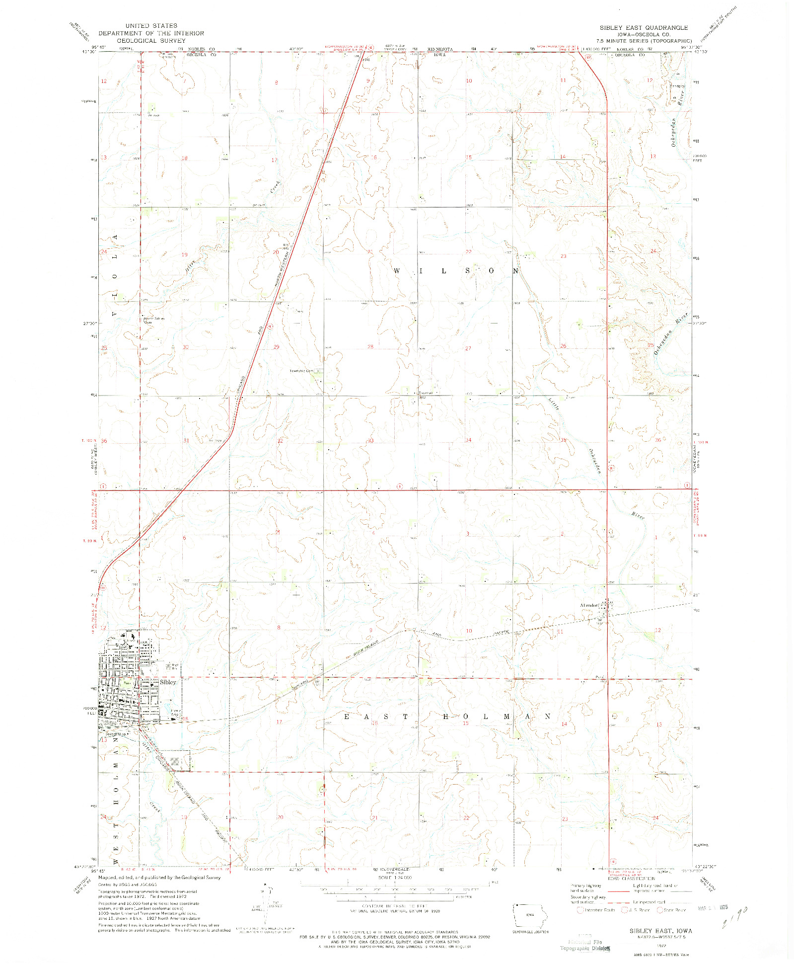 USGS 1:24000-SCALE QUADRANGLE FOR SIBLEY EAST, IA 1972