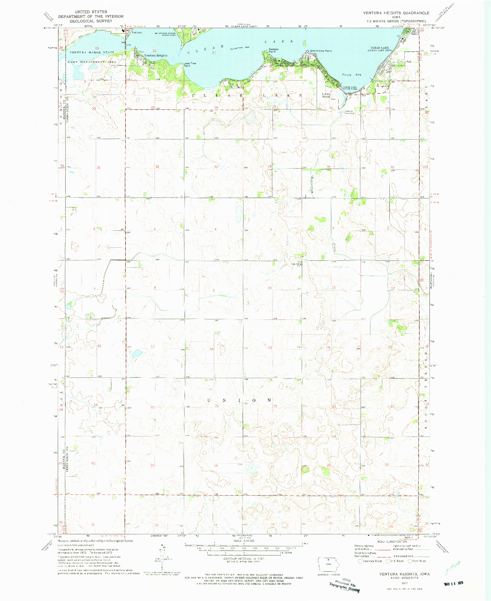 USGS 1:24000-SCALE QUADRANGLE FOR VENTURA HEIGHTS, IA 1972