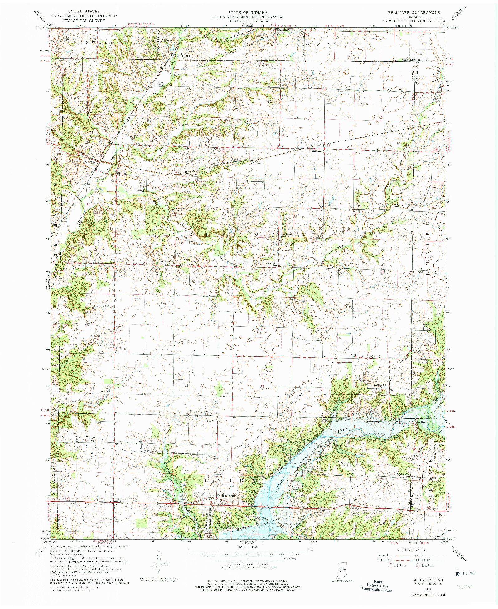 USGS 1:24000-SCALE QUADRANGLE FOR BELLMORE, IN 1963