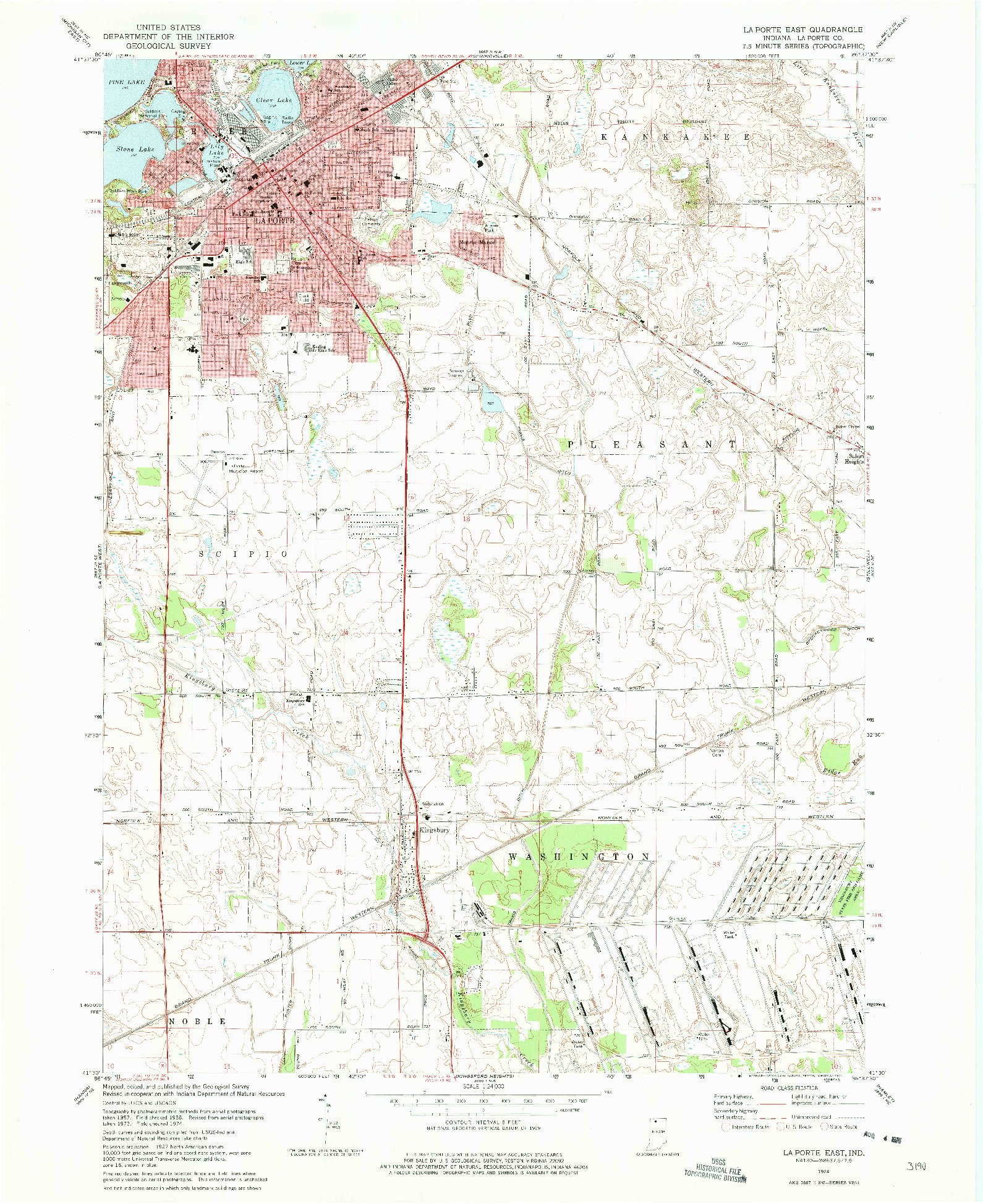 USGS 1:24000-SCALE QUADRANGLE FOR LA PORTE EAST, IN 1974