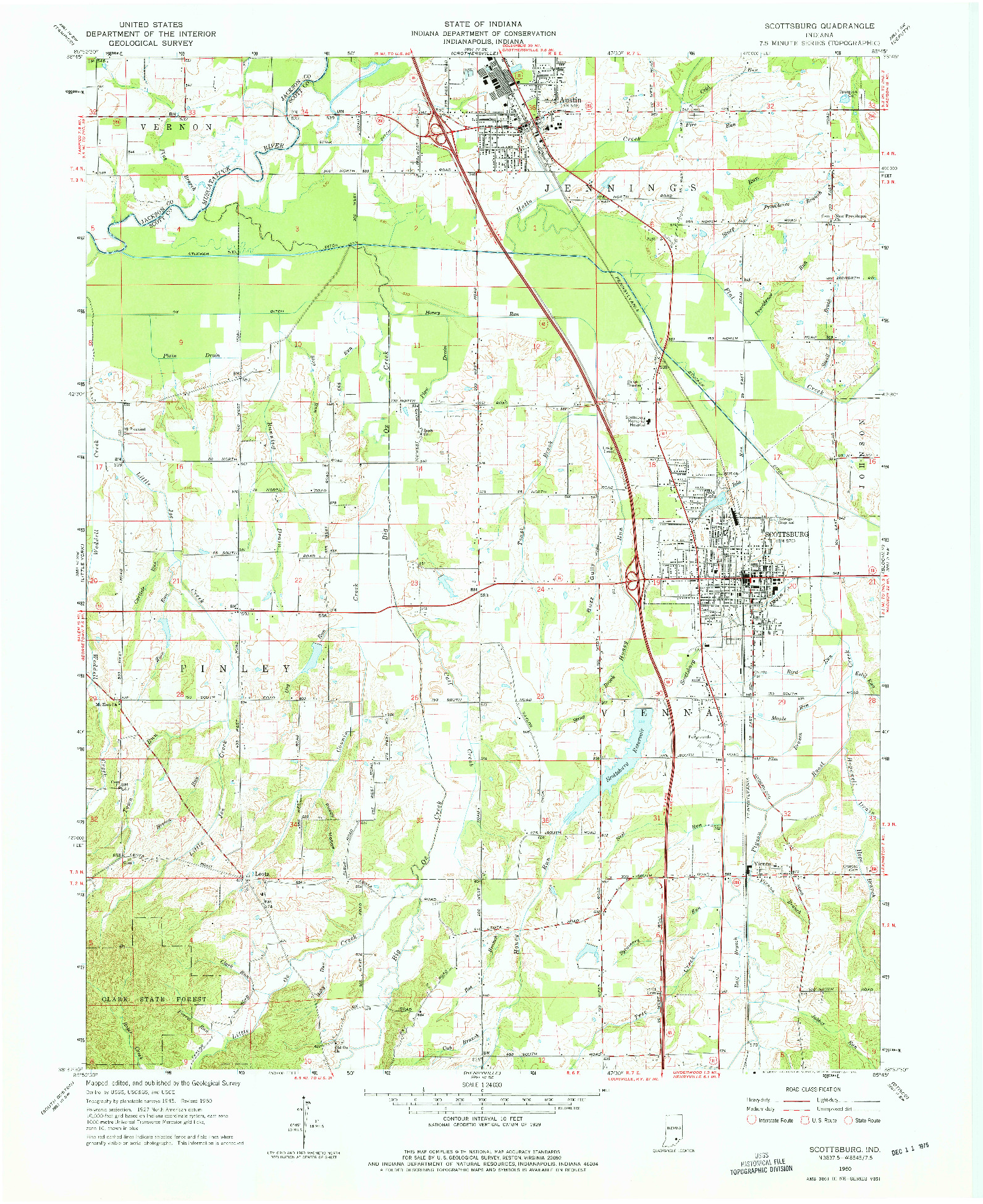 USGS 1:24000-SCALE QUADRANGLE FOR SCOTTSBURG, IN 1960