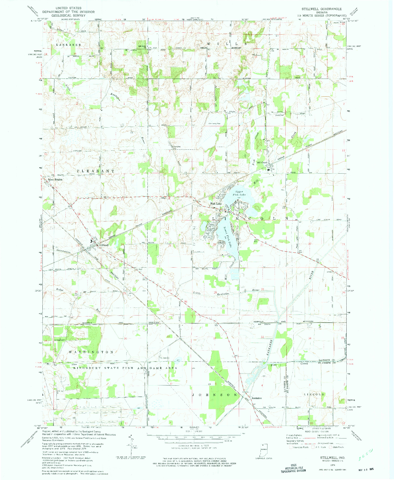 USGS 1:24000-SCALE QUADRANGLE FOR STILLWELL, IN 1974