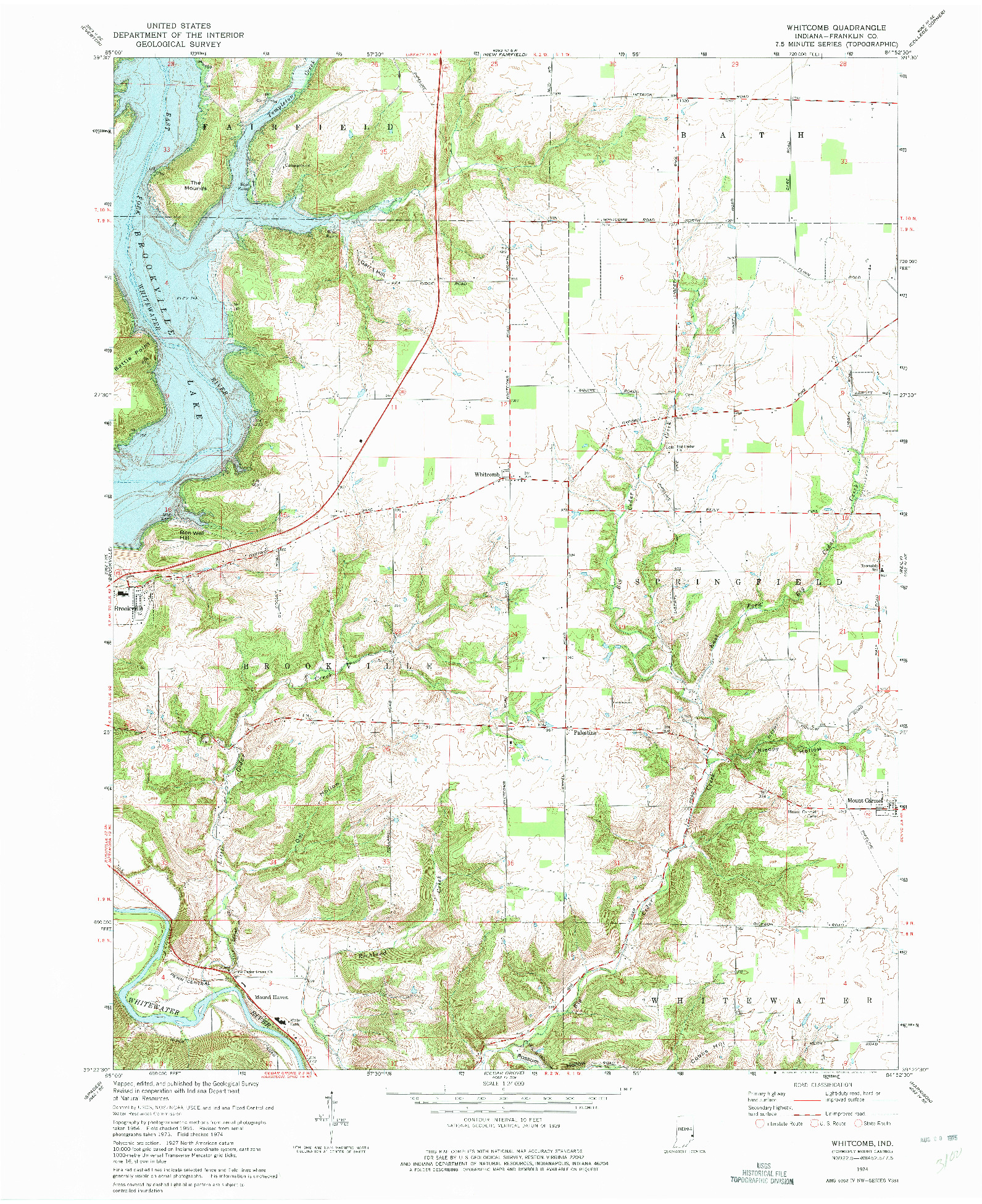 USGS 1:24000-SCALE QUADRANGLE FOR WHITCOMB, IN 1974