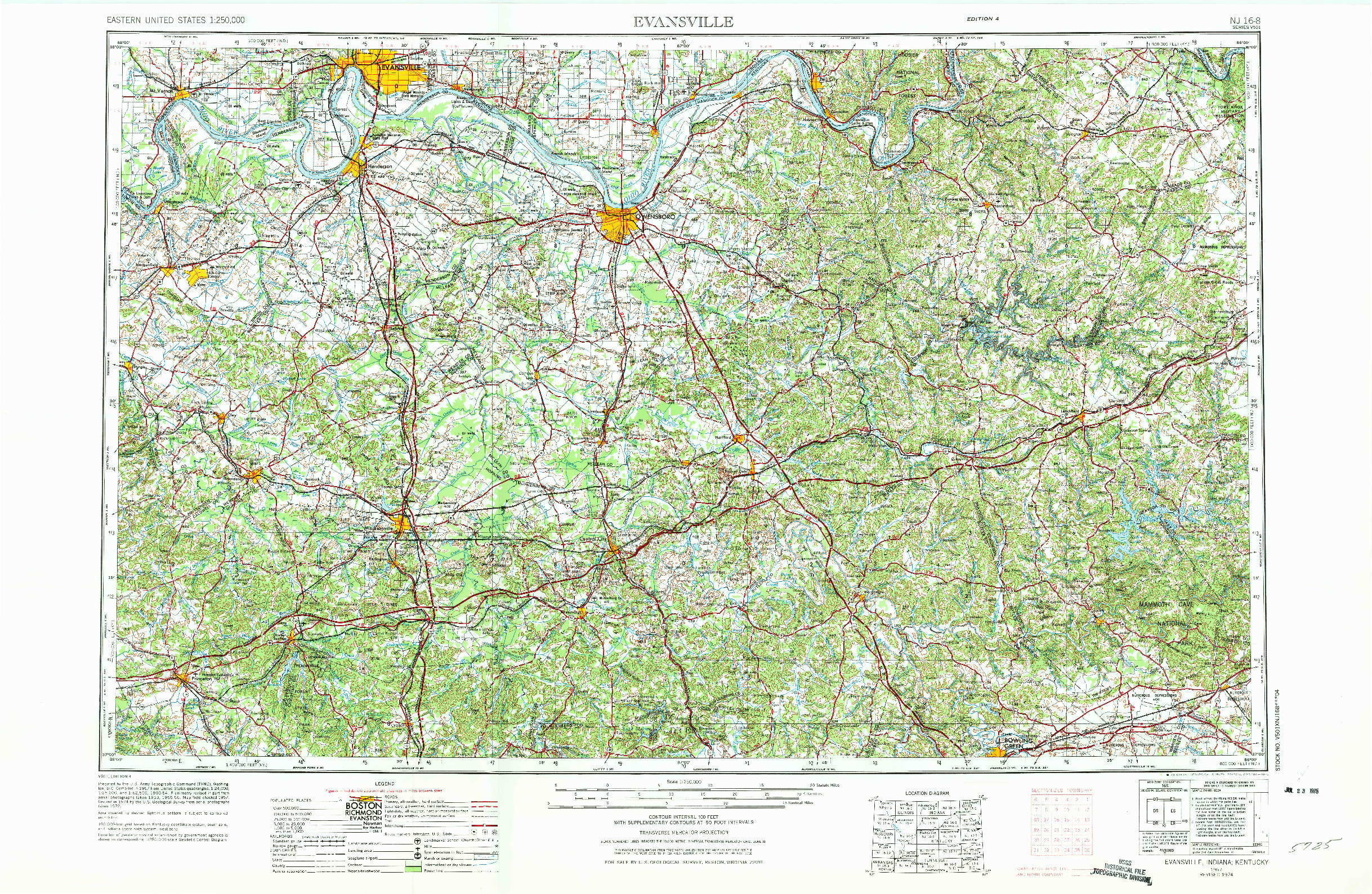 USGS 1:250000-SCALE QUADRANGLE FOR EVANSVILLE, IN 1957