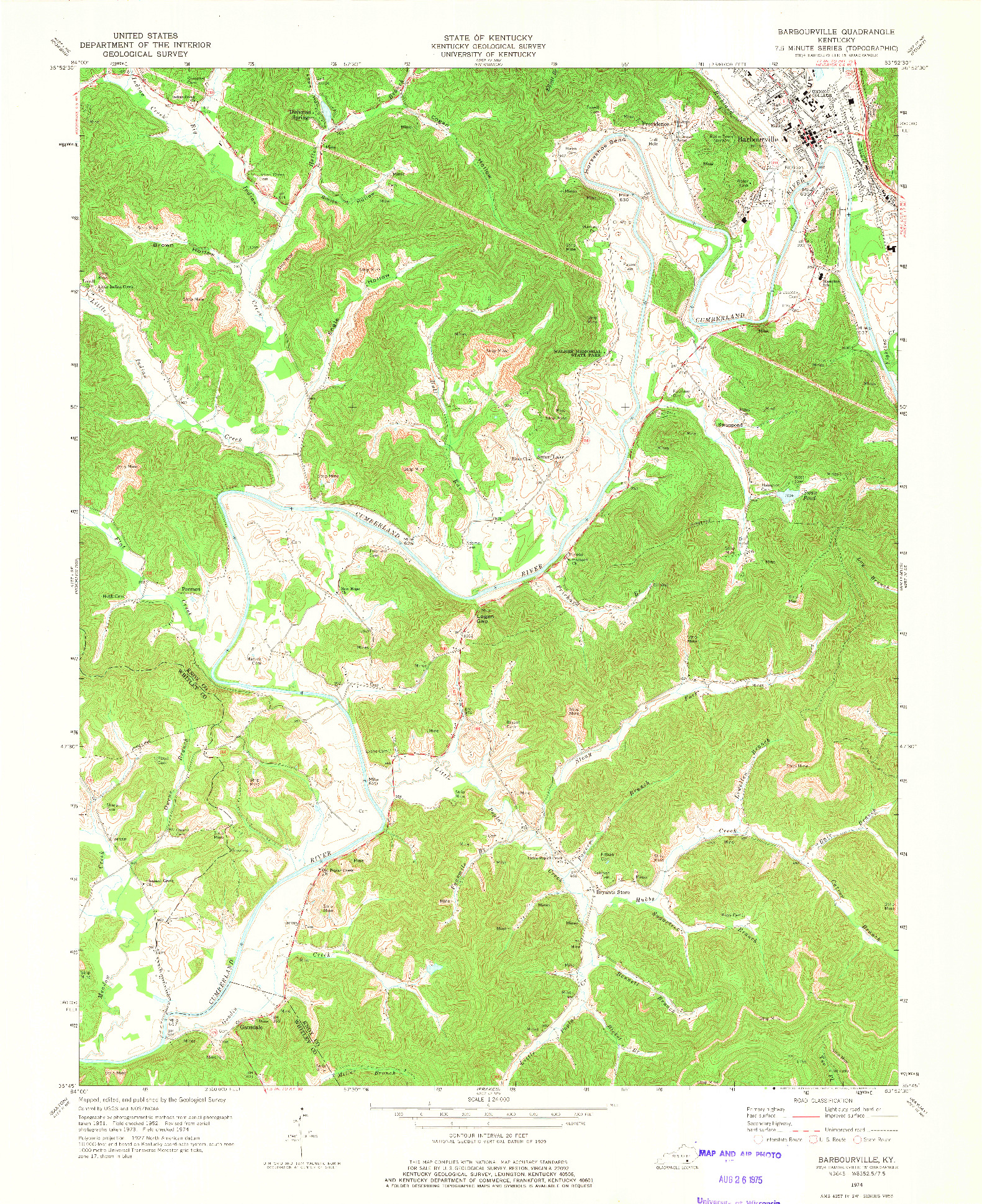 USGS 1:24000-SCALE QUADRANGLE FOR BARBOURVILLE, KY 1974