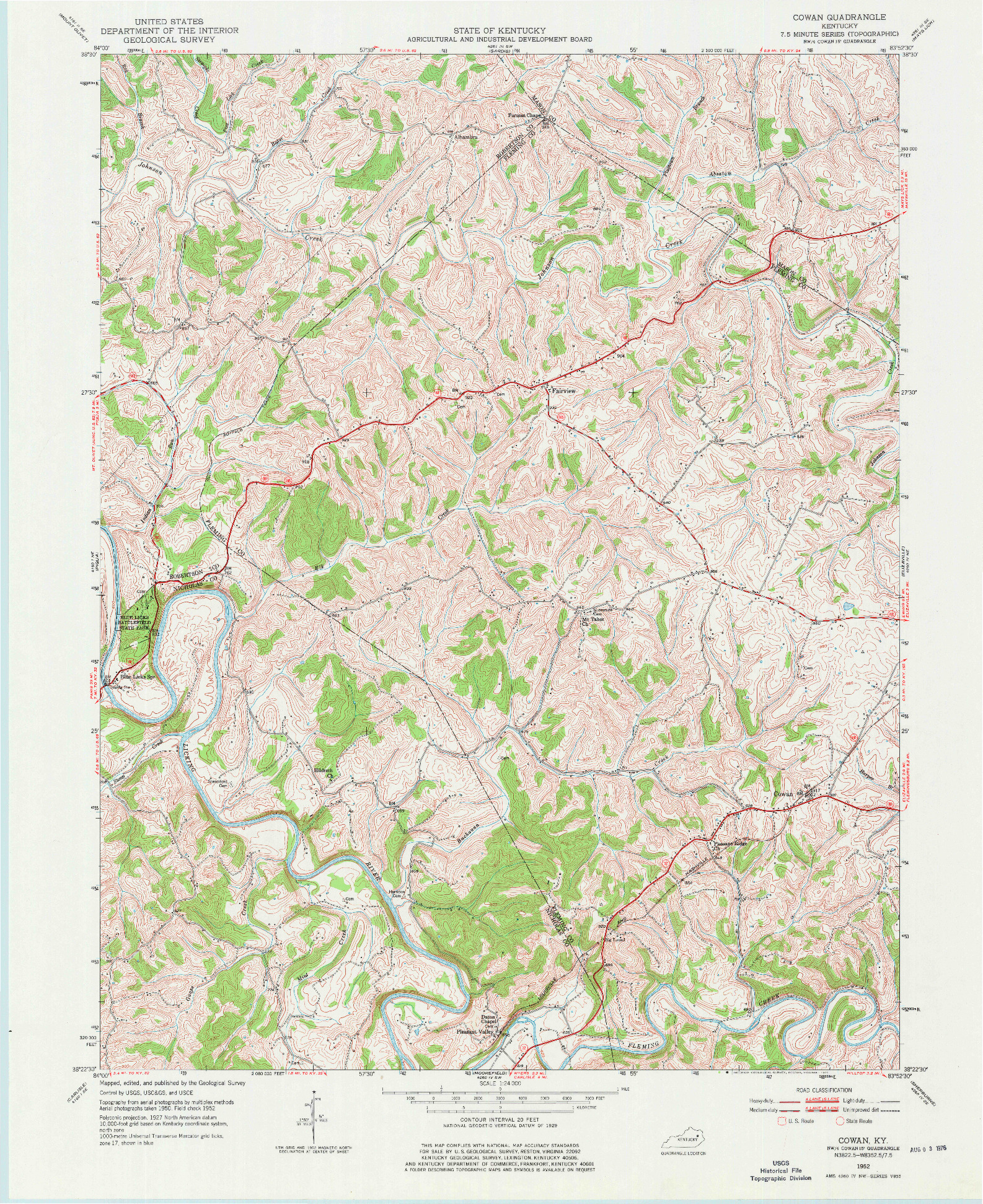 USGS 1:24000-SCALE QUADRANGLE FOR COWAN, KY 1952