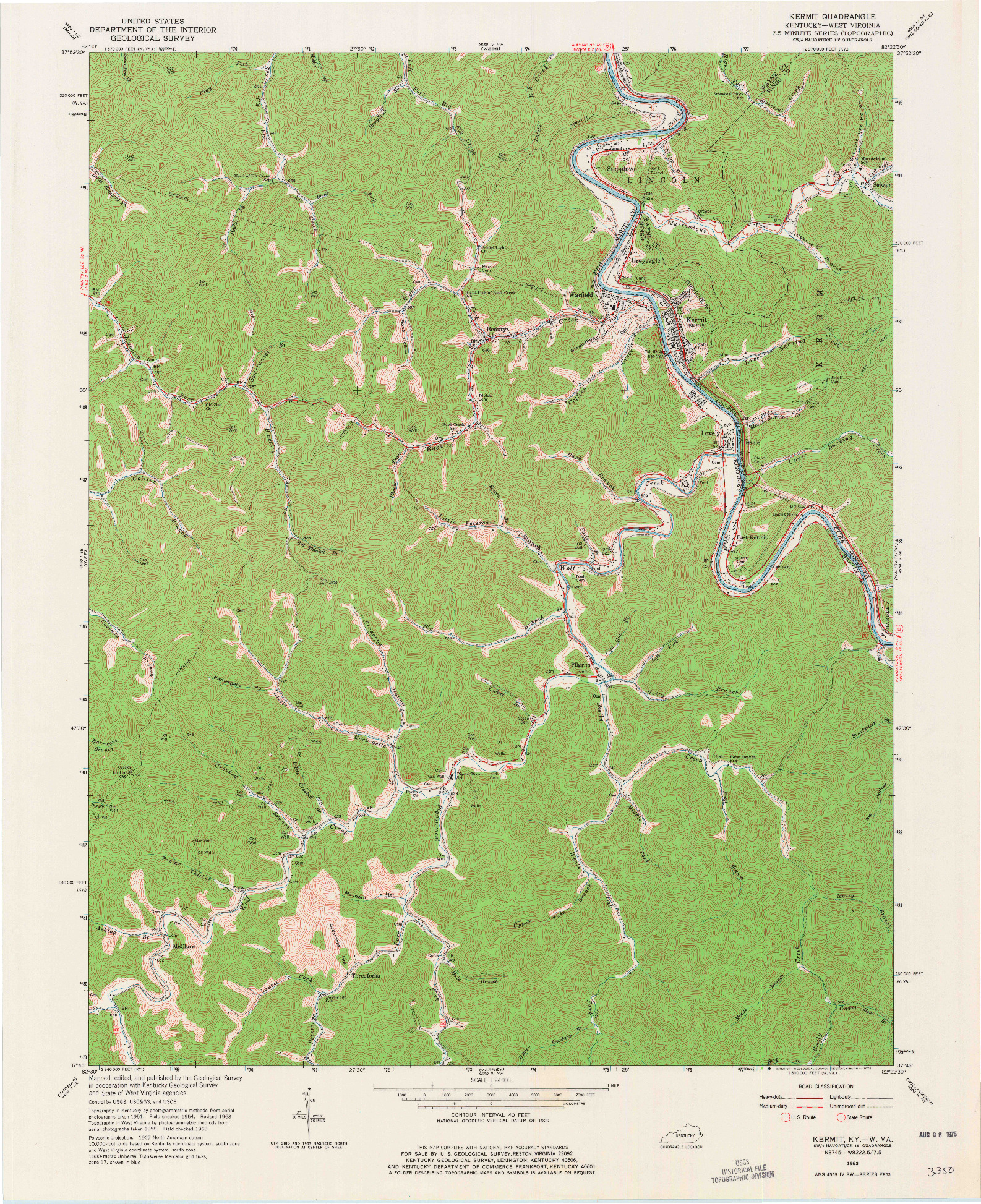 USGS 1:24000-SCALE QUADRANGLE FOR KERMIT, KY 1963