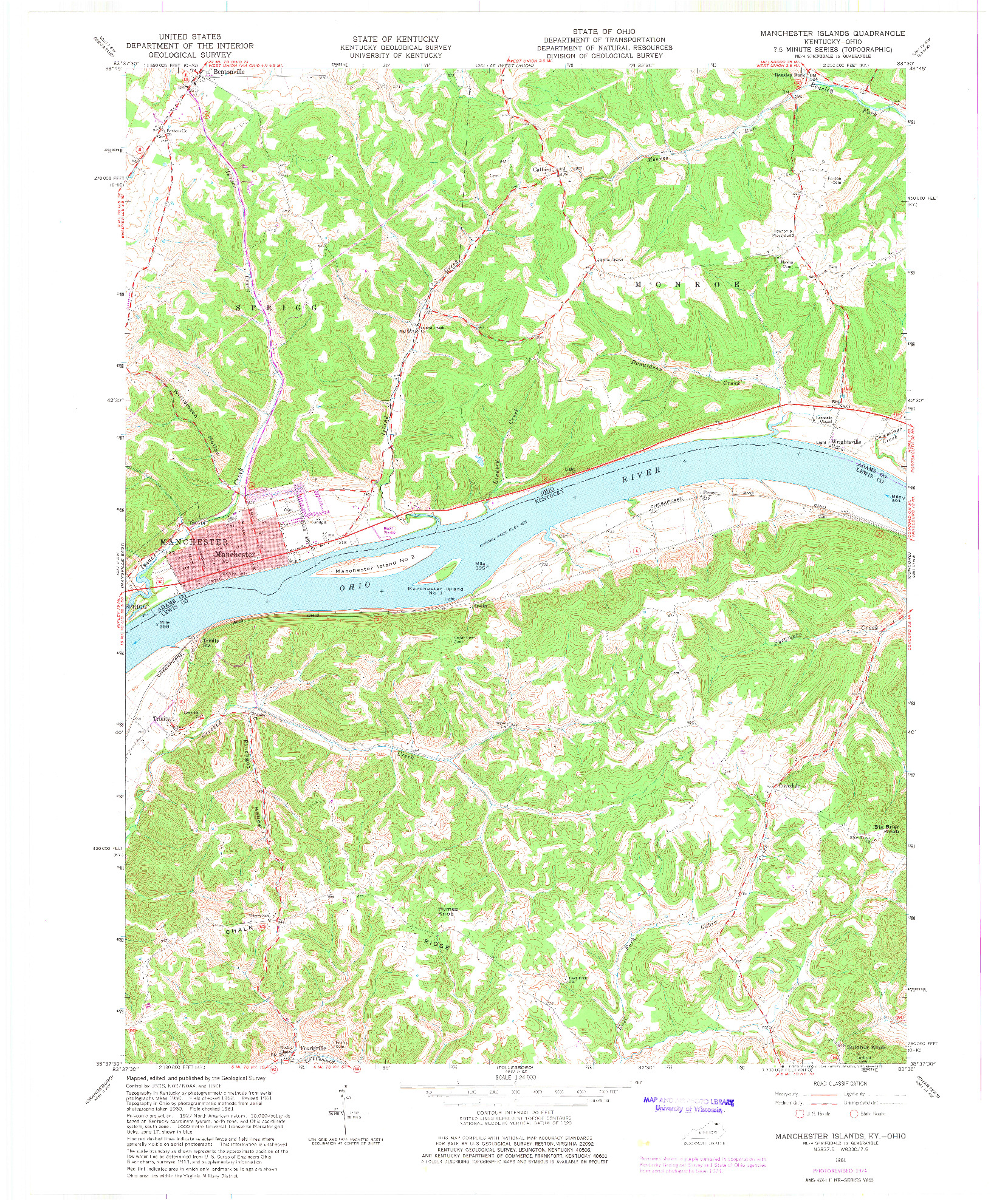 USGS 1:24000-SCALE QUADRANGLE FOR MANCHESTER ISLANDS, KY 1961