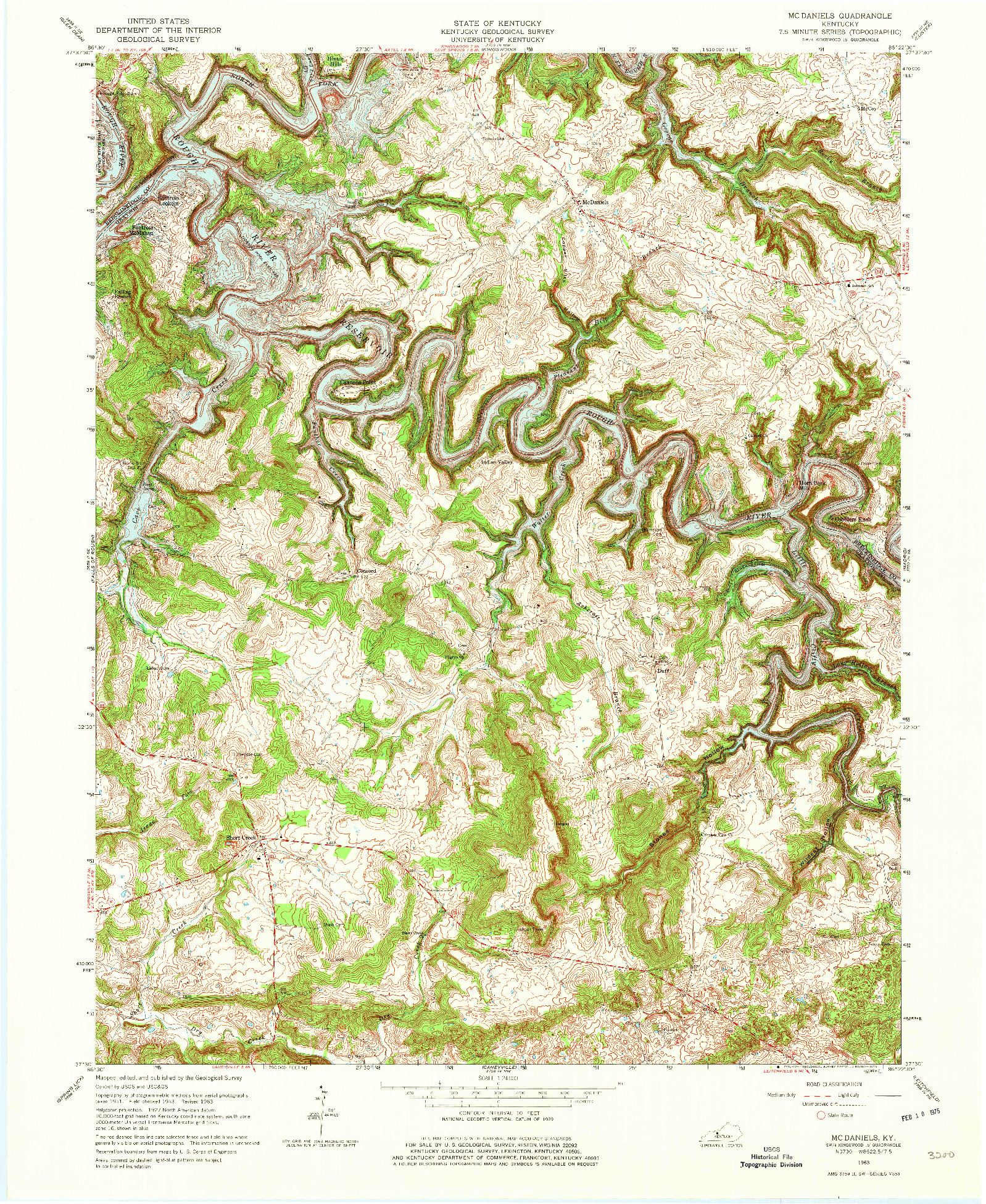 USGS 1:24000-SCALE QUADRANGLE FOR MC DANIELS, KY 1963