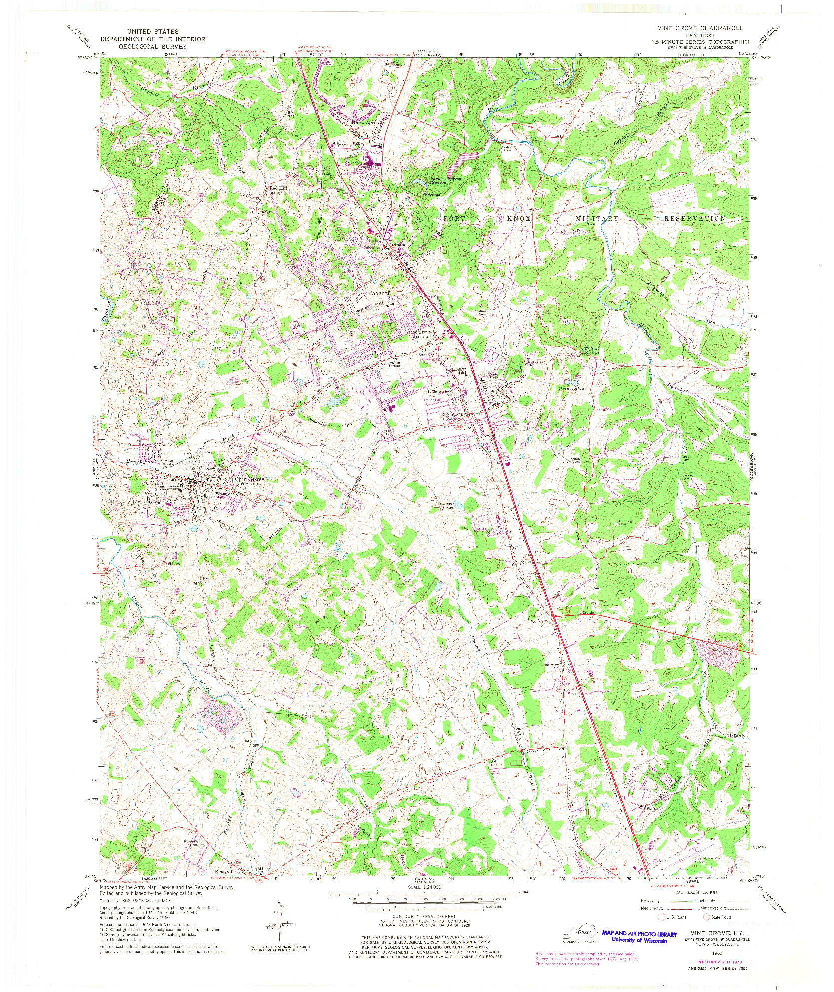 USGS 1:24000-SCALE QUADRANGLE FOR VINE GROVE, KY 1960