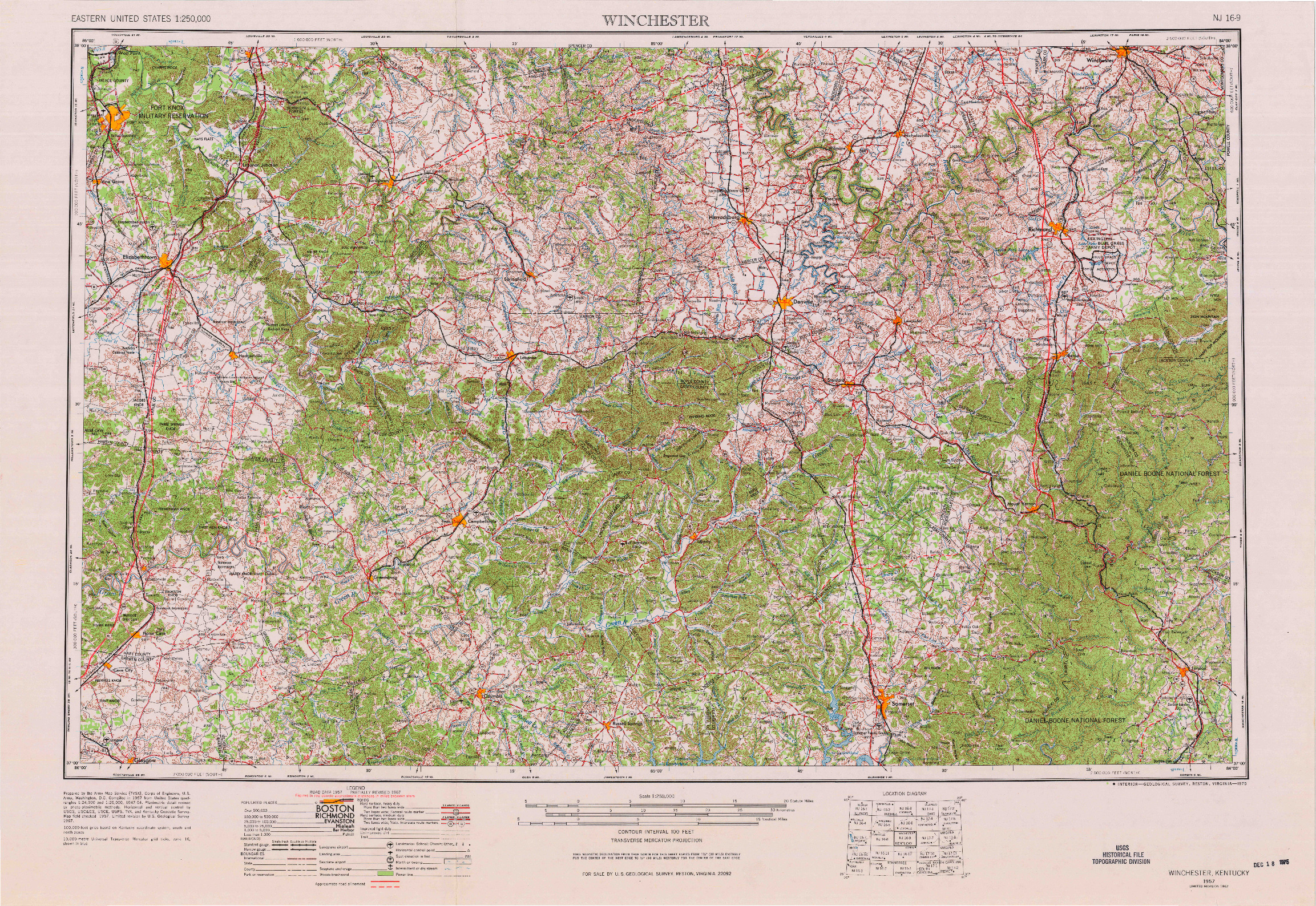 USGS 1:250000-SCALE QUADRANGLE FOR WINCHESTER, KY 1957