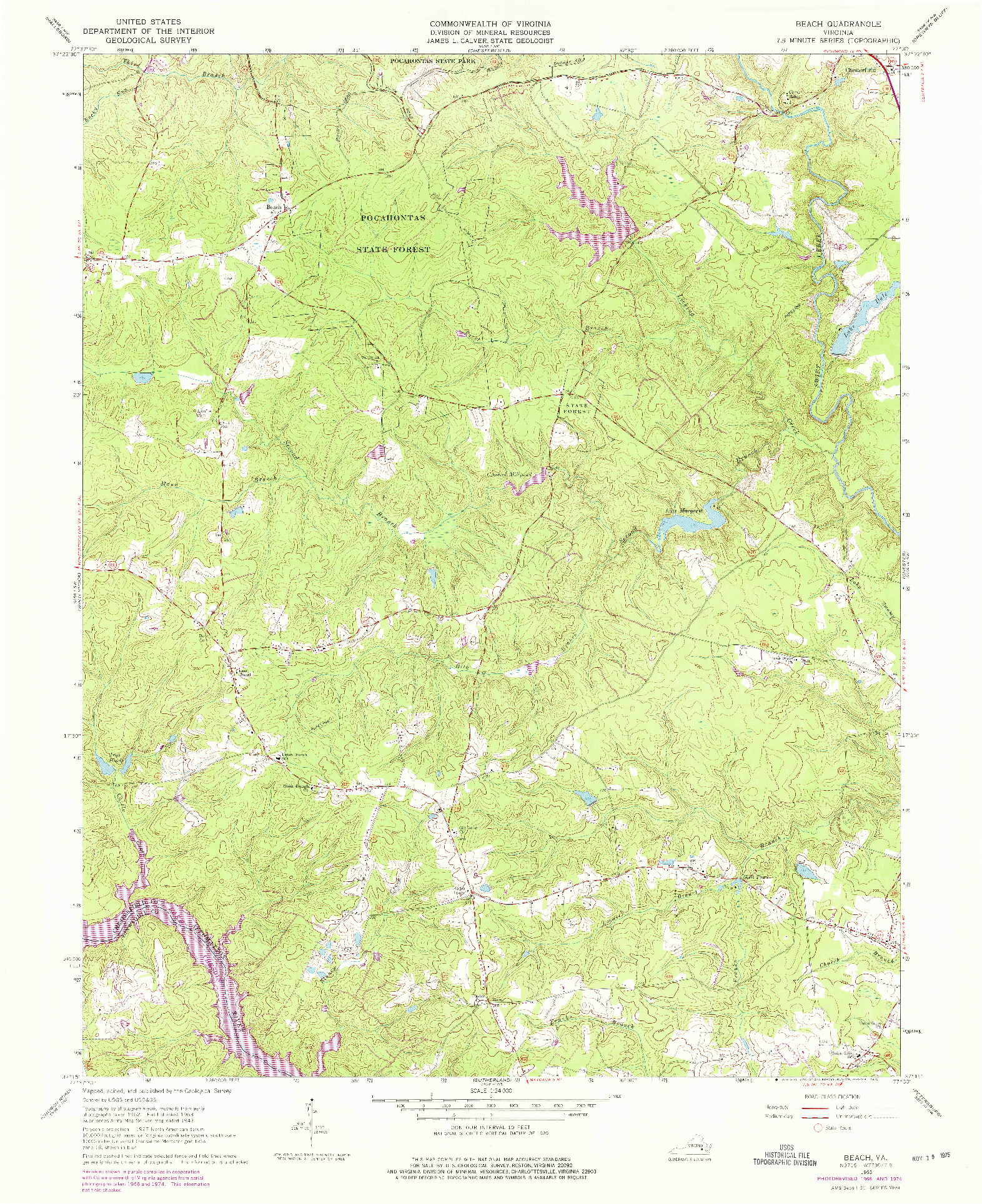 USGS 1:24000-SCALE QUADRANGLE FOR BEACH, VA 1963