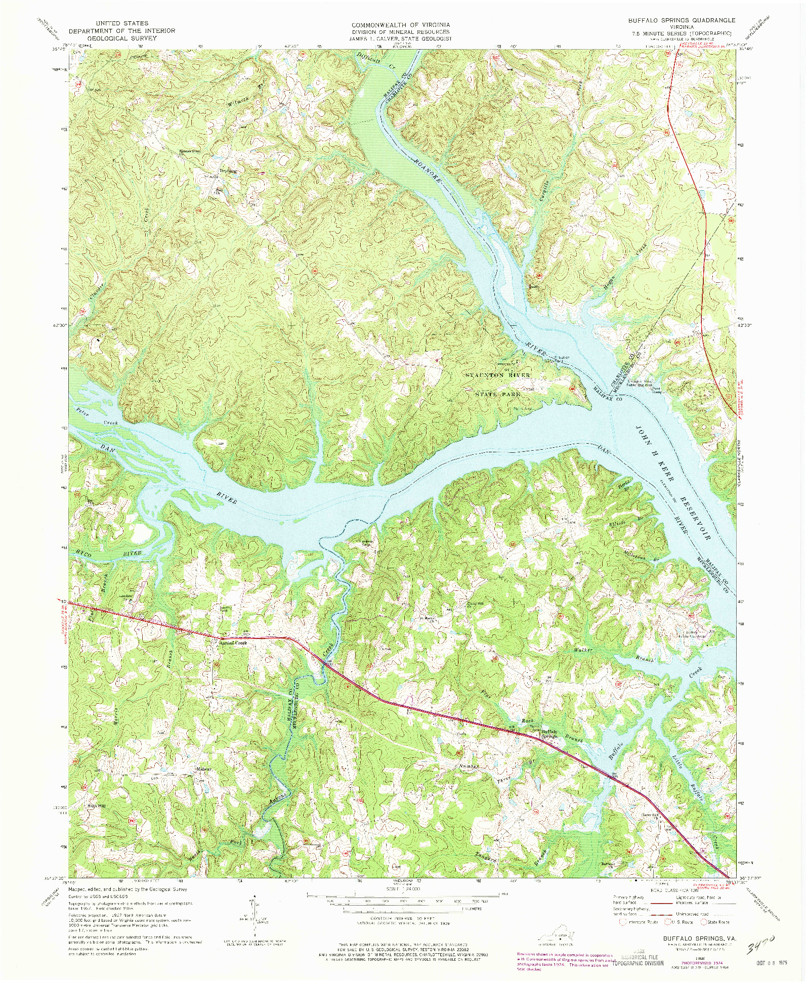 USGS 1:24000-SCALE QUADRANGLE FOR BUFFALO SPRINGS, VA 1968