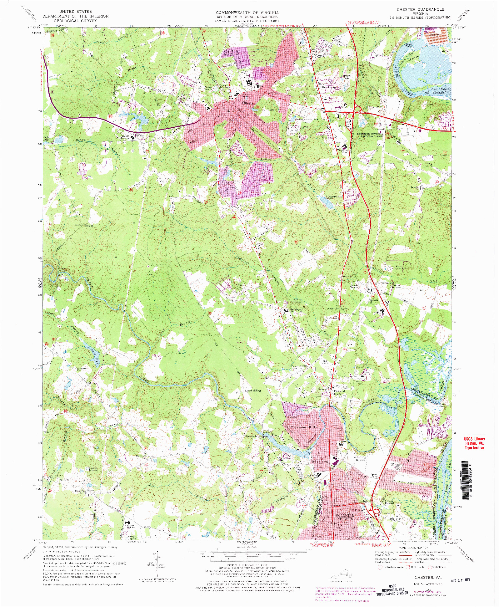 USGS 1:24000-SCALE QUADRANGLE FOR CHESTER, VA 1969