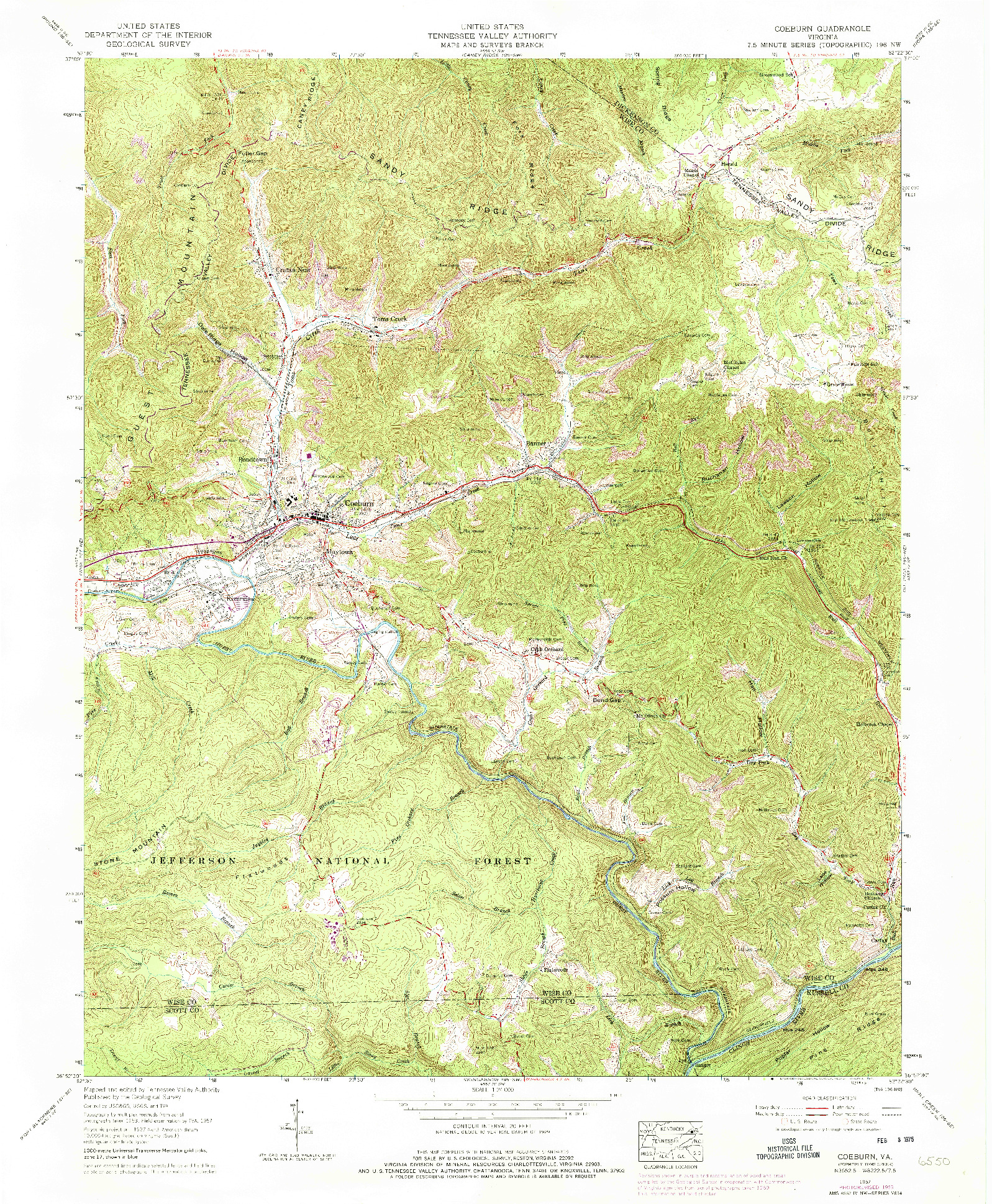 USGS 1:24000-SCALE QUADRANGLE FOR COEBURN, VA 1957