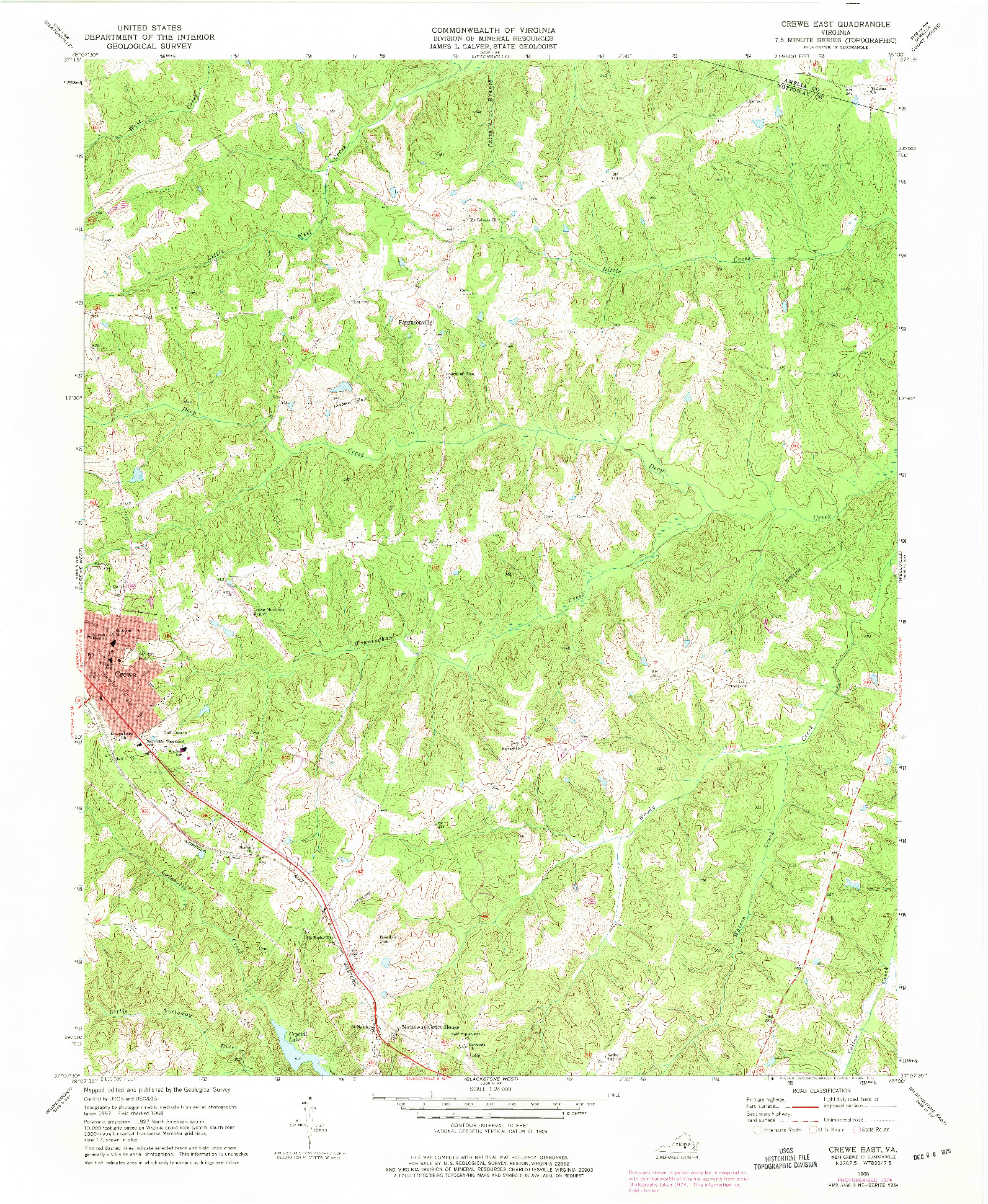 USGS 1:24000-SCALE QUADRANGLE FOR CREWE EAST, VA 1968