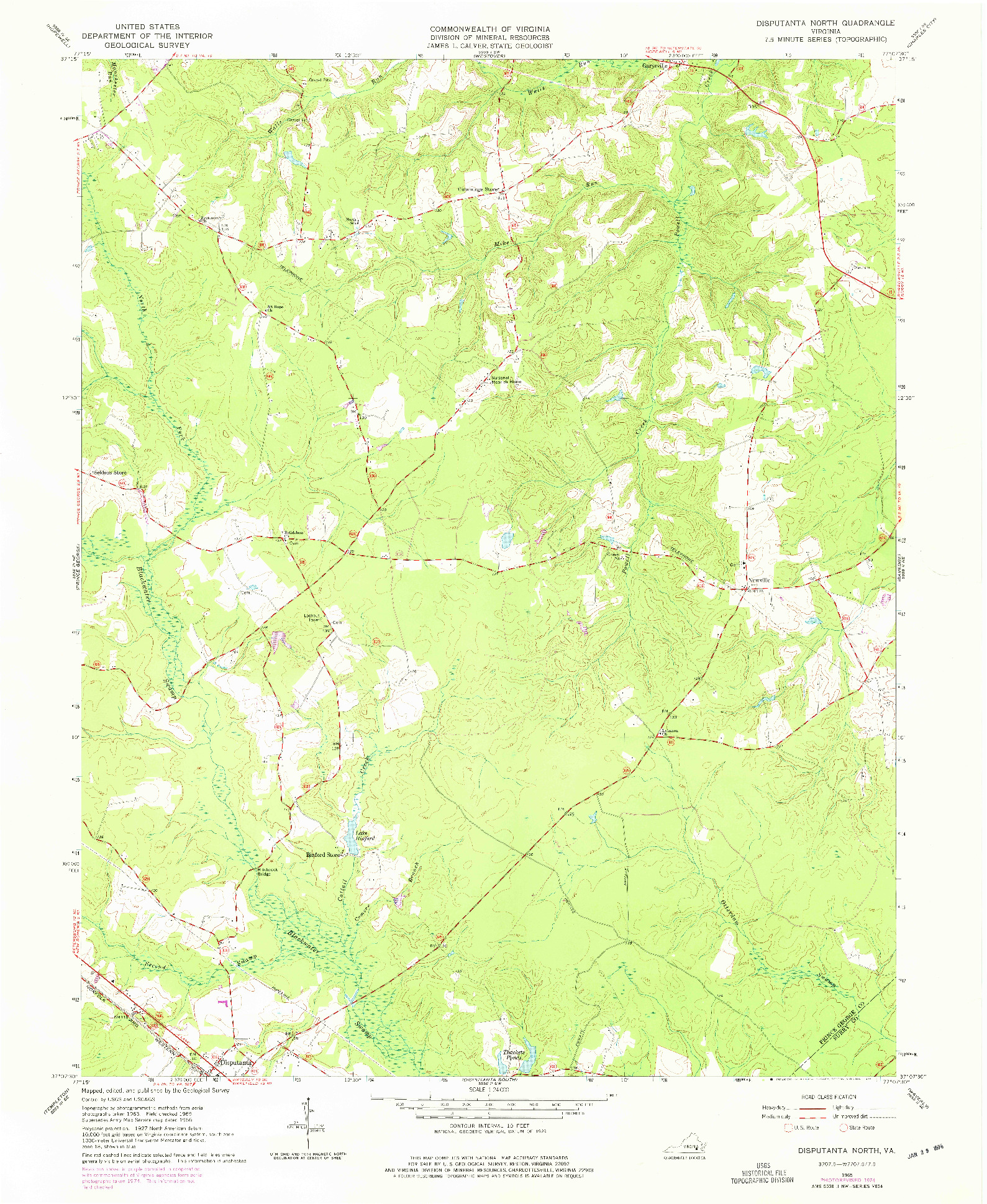 USGS 1:24000-SCALE QUADRANGLE FOR DISPUTANTA NORTH, VA 1965