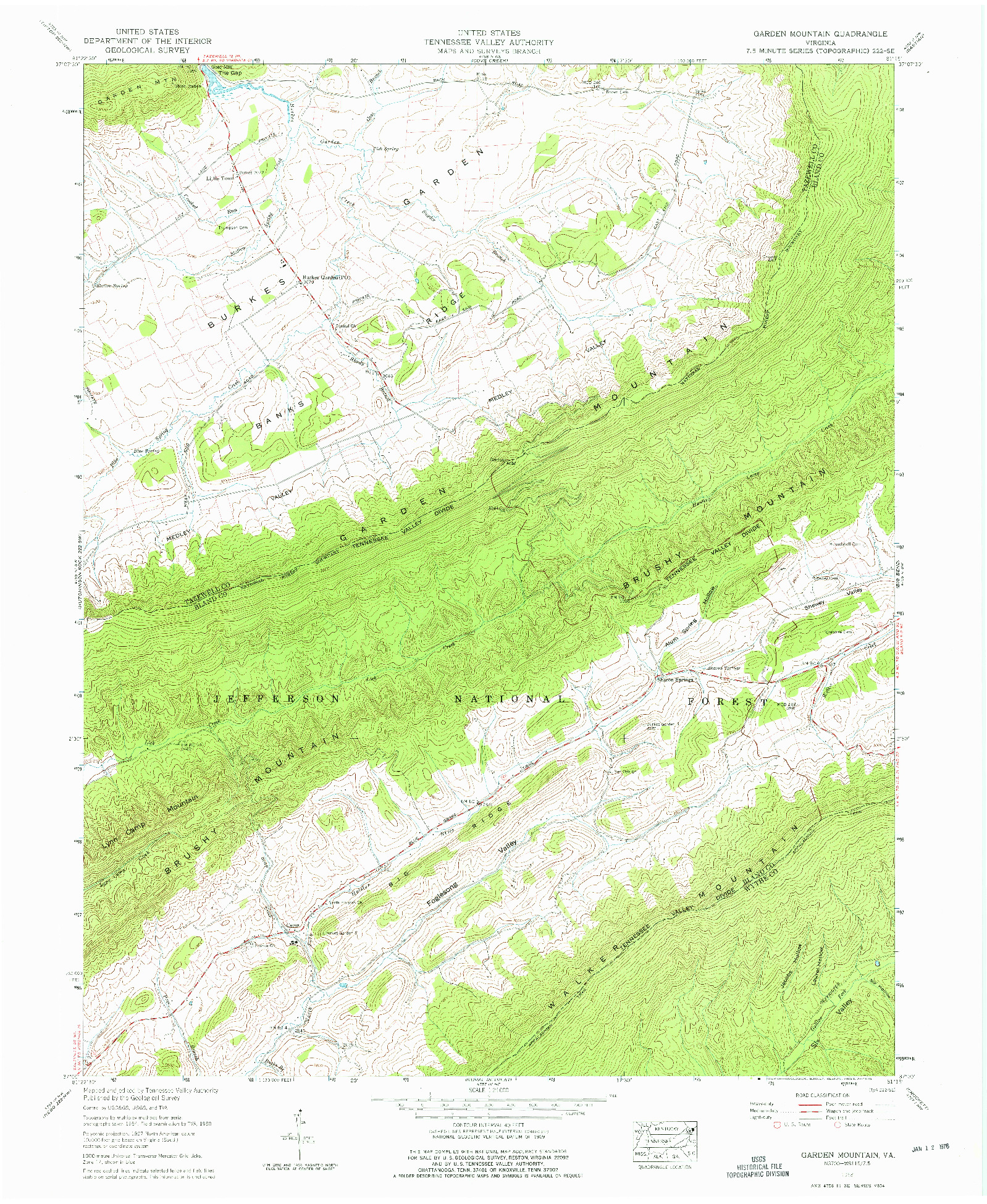 USGS 1:24000-SCALE QUADRANGLE FOR GARDEN MOUNTAIN, VA 1958