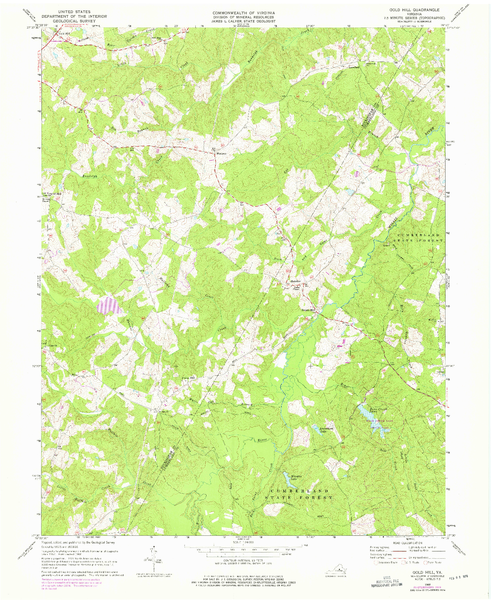 USGS 1:24000-SCALE QUADRANGLE FOR GOLD HILL, VA 1968