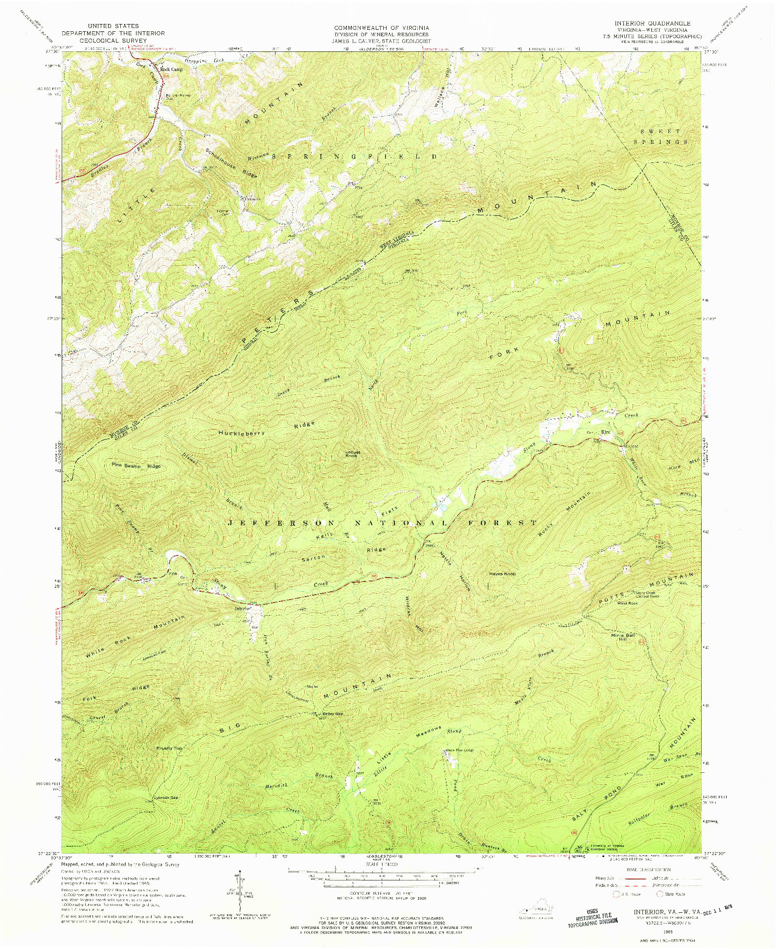 USGS 1:24000-SCALE QUADRANGLE FOR INTERIOR, VA 1965