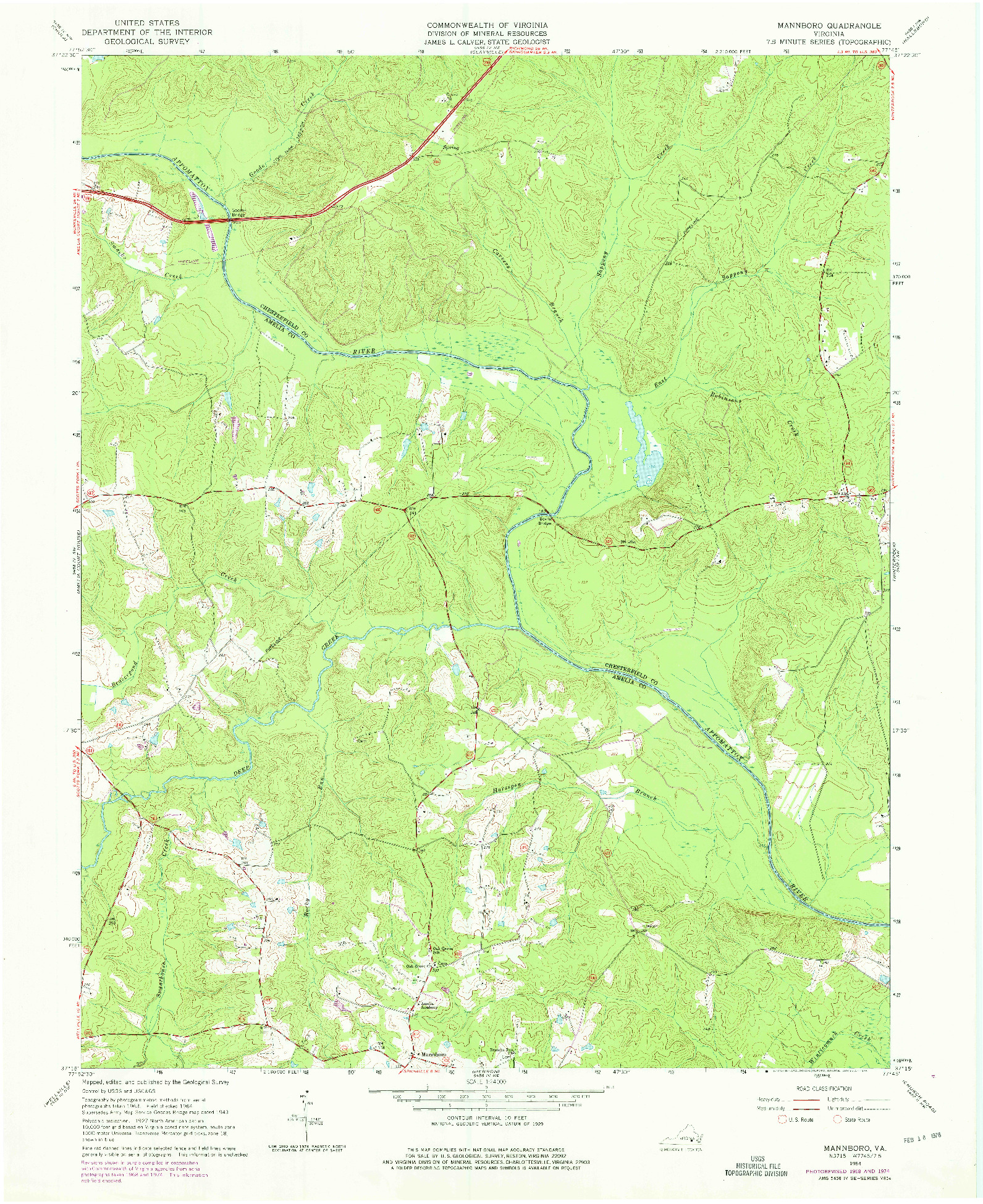 USGS 1:24000-SCALE QUADRANGLE FOR MANNBORO, VA 1964