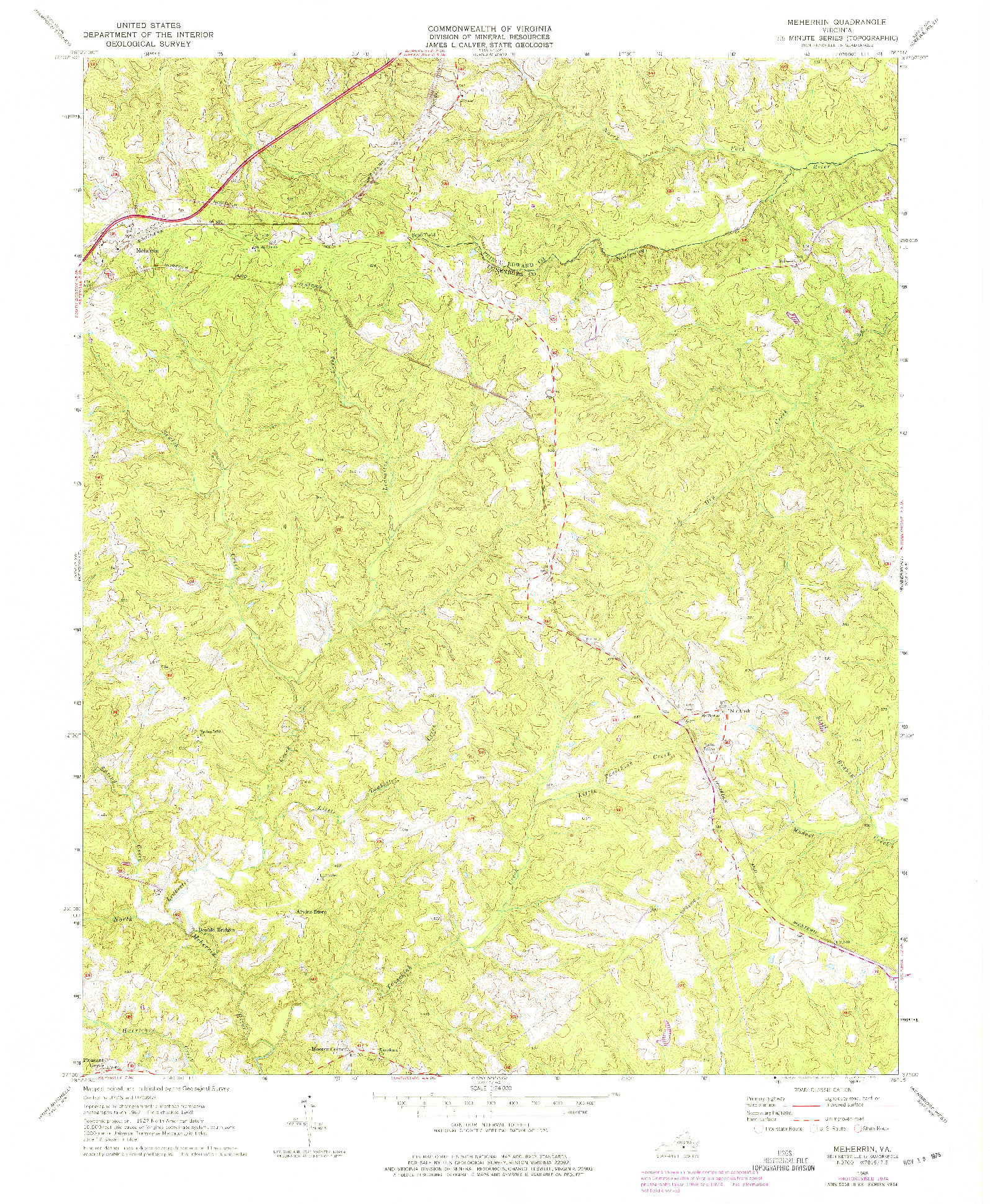 USGS 1:24000-SCALE QUADRANGLE FOR MEHERRIN, VA 1968