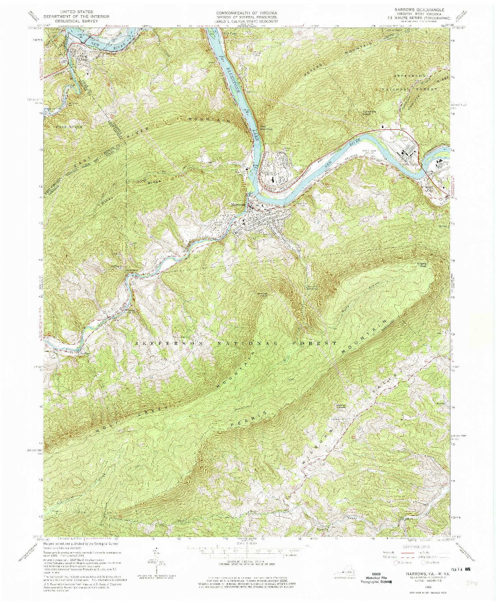 USGS 1:24000-SCALE QUADRANGLE FOR NARROWS, VA 1965