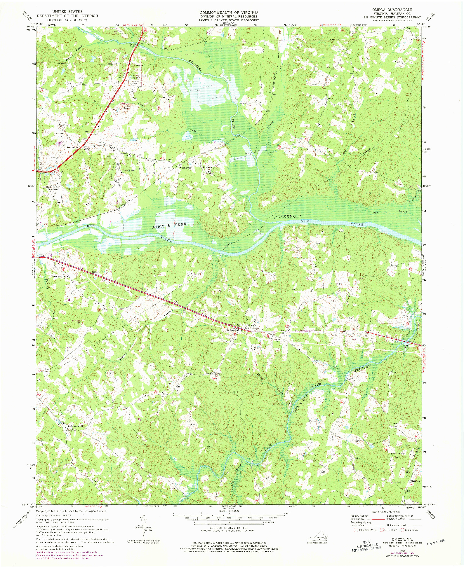 USGS 1:24000-SCALE QUADRANGLE FOR OMEGA, VA 1968