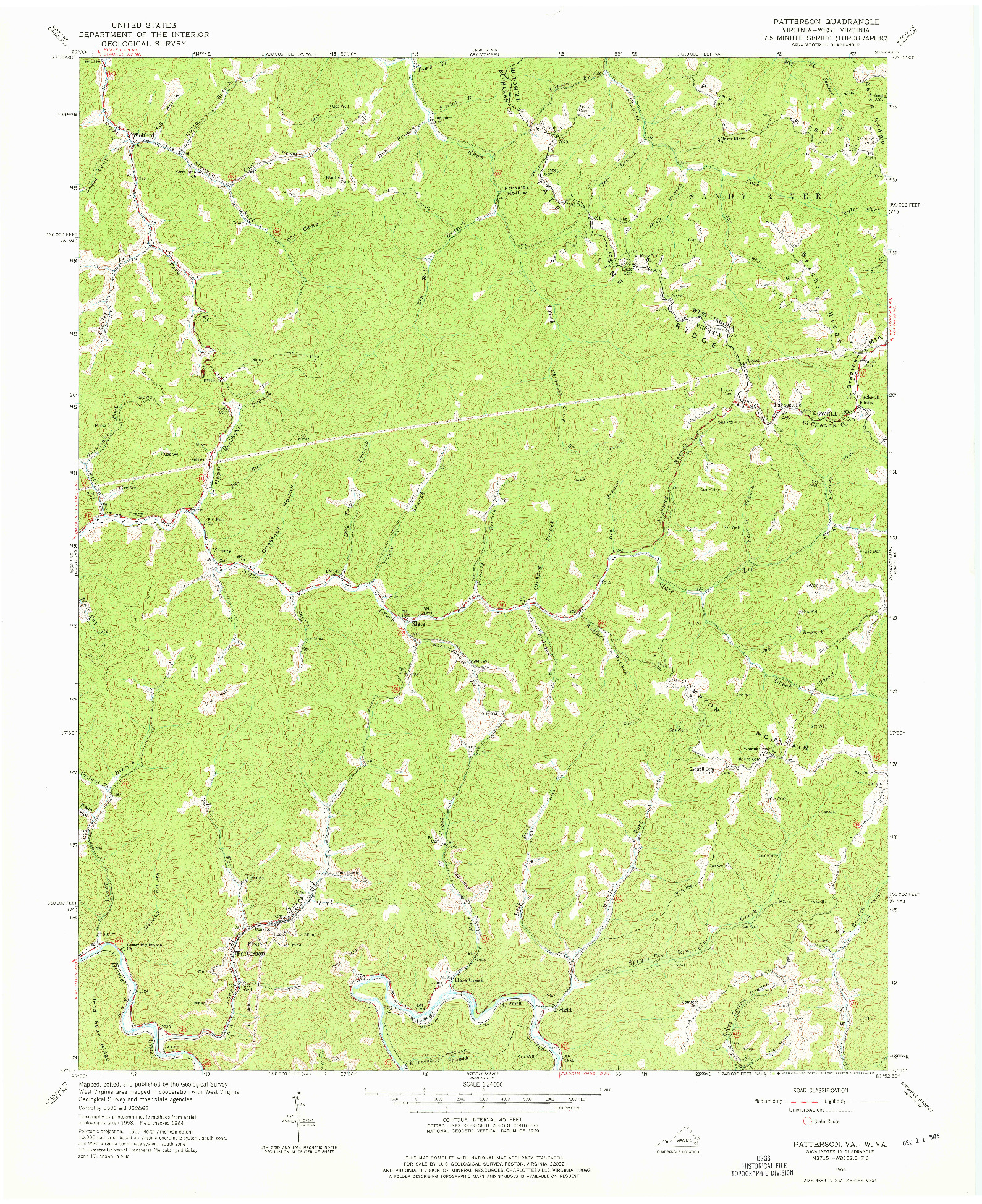 USGS 1:24000-SCALE QUADRANGLE FOR PATTERSON, VA 1964