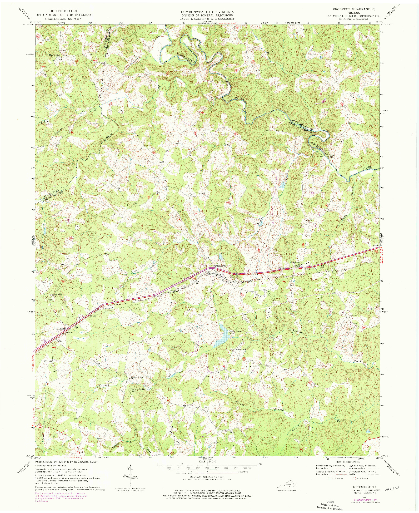 USGS 1:24000-SCALE QUADRANGLE FOR PROSPECT, VA 1967