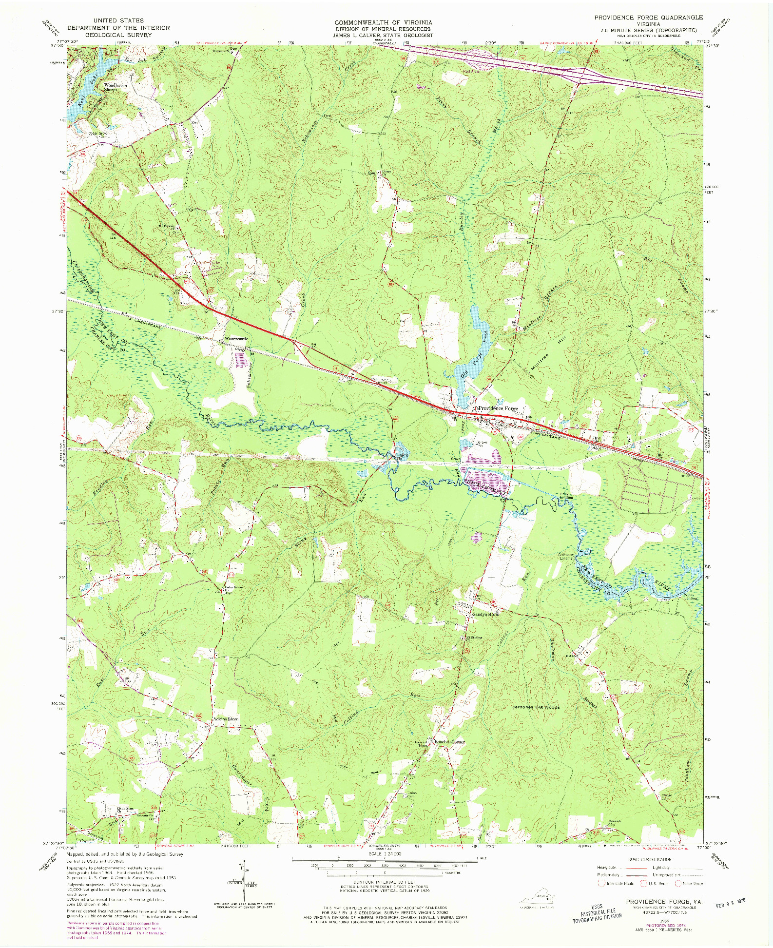 USGS 1:24000-SCALE QUADRANGLE FOR PROVIDENCE FORGE, VA 1966