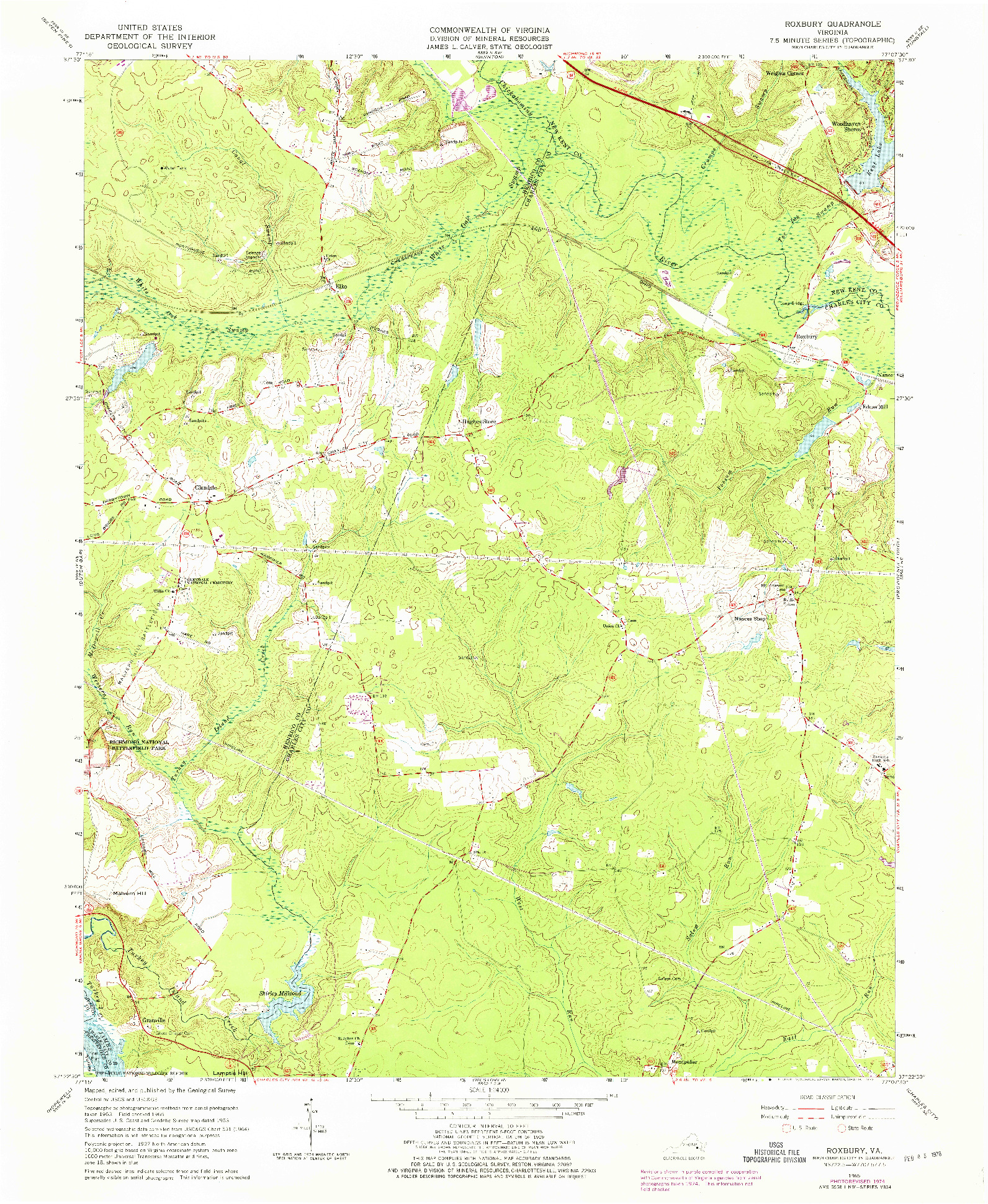 USGS 1:24000-SCALE QUADRANGLE FOR ROXBURY, VA 1965