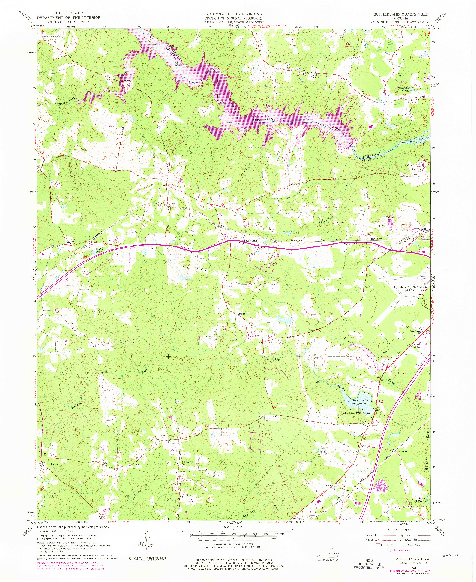 USGS 1:24000-SCALE QUADRANGLE FOR SUTHERLAND, VA 1963