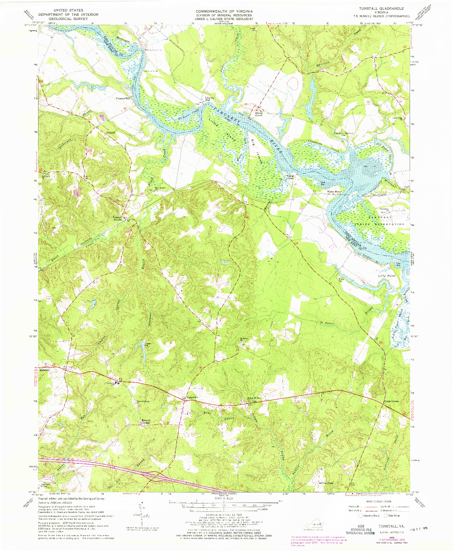 USGS 1:24000-SCALE QUADRANGLE FOR TUNSTALL, VA 1966