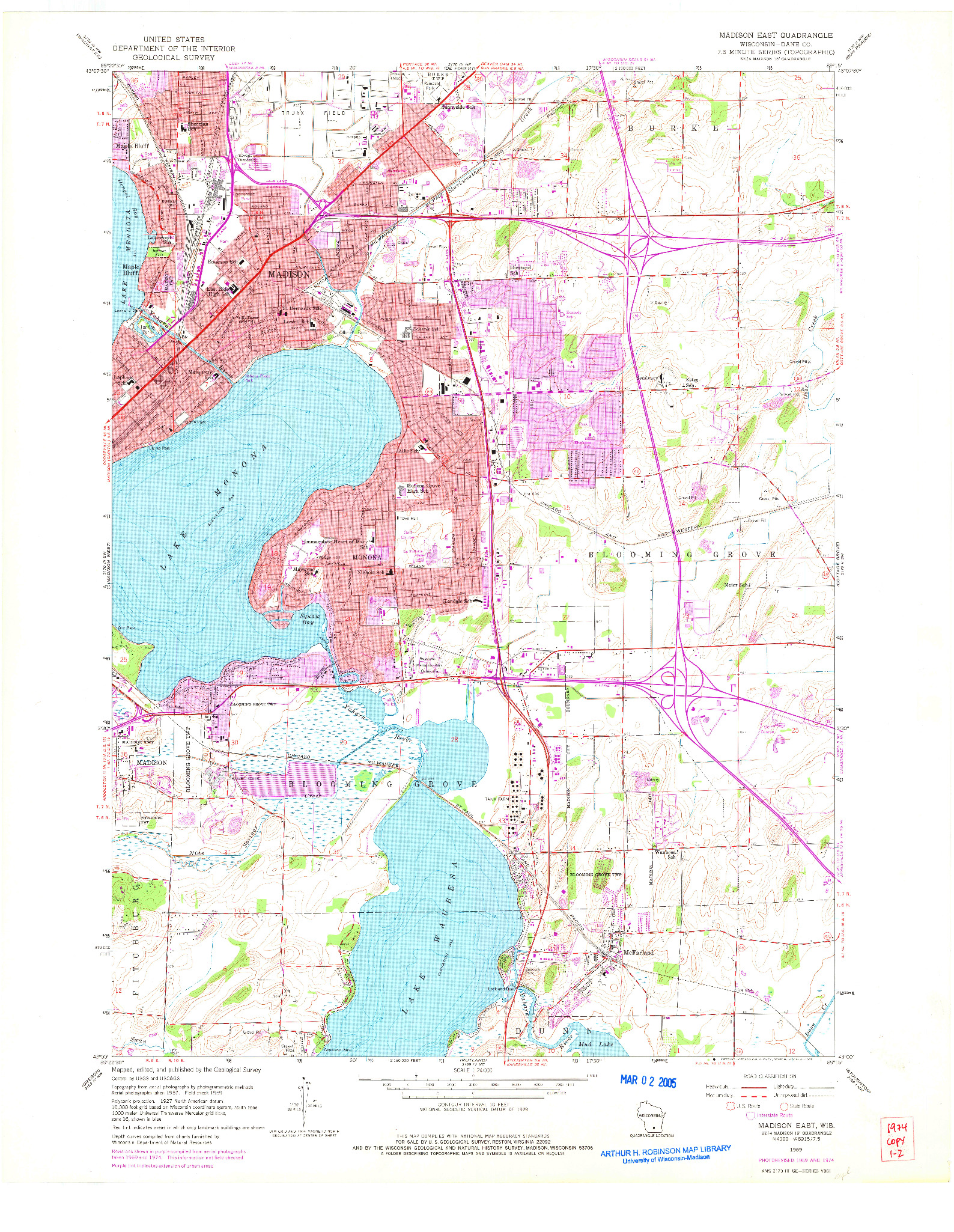 USGS 1:24000-SCALE QUADRANGLE FOR MADISON EAST, WI 1959