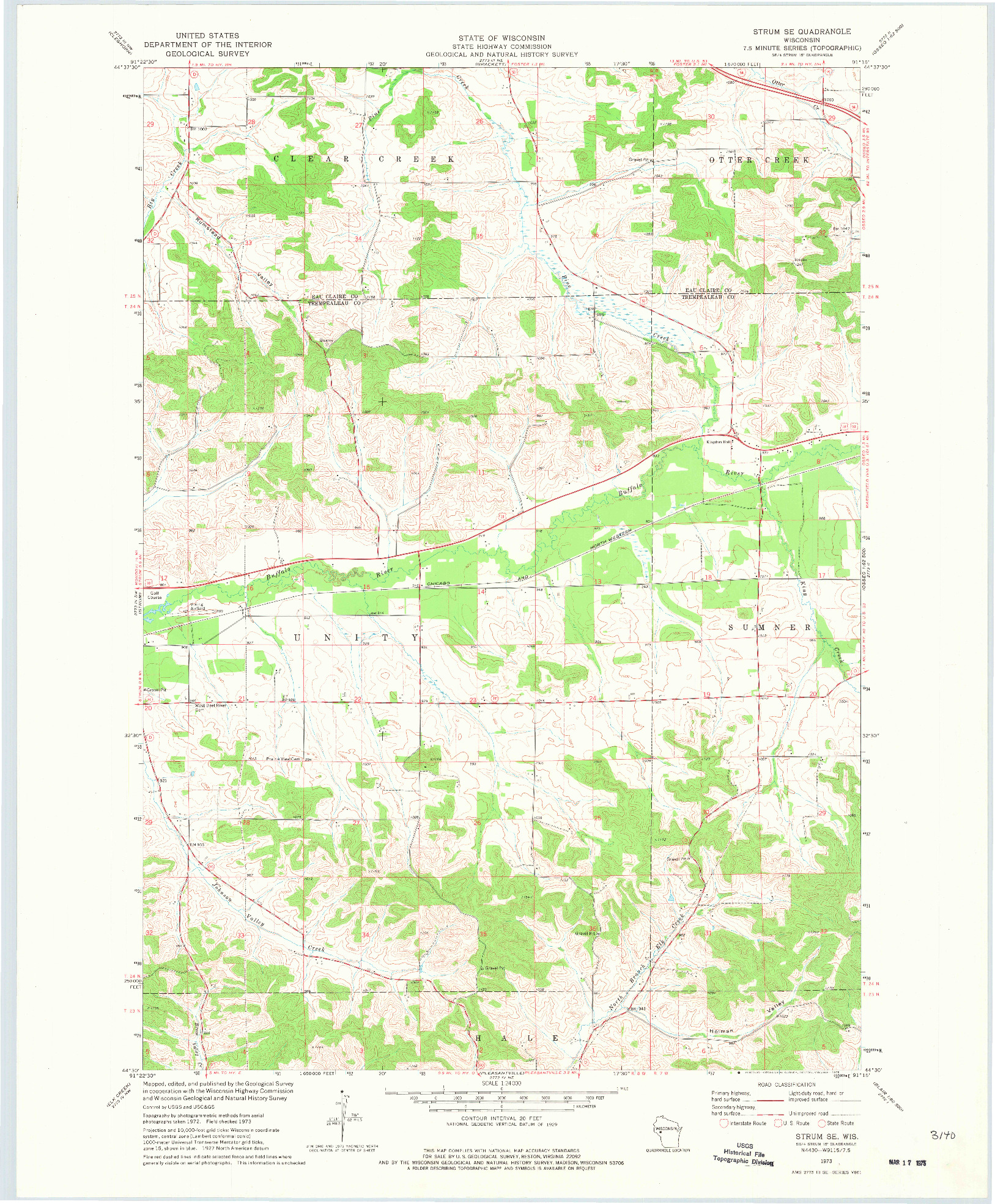 USGS 1:24000-SCALE QUADRANGLE FOR STRUM SE, WI 1973