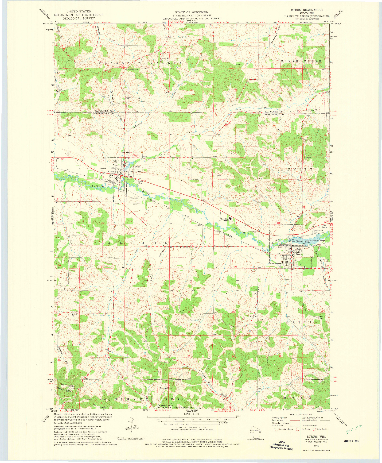 USGS 1:24000-SCALE QUADRANGLE FOR STRUM, WI 1973