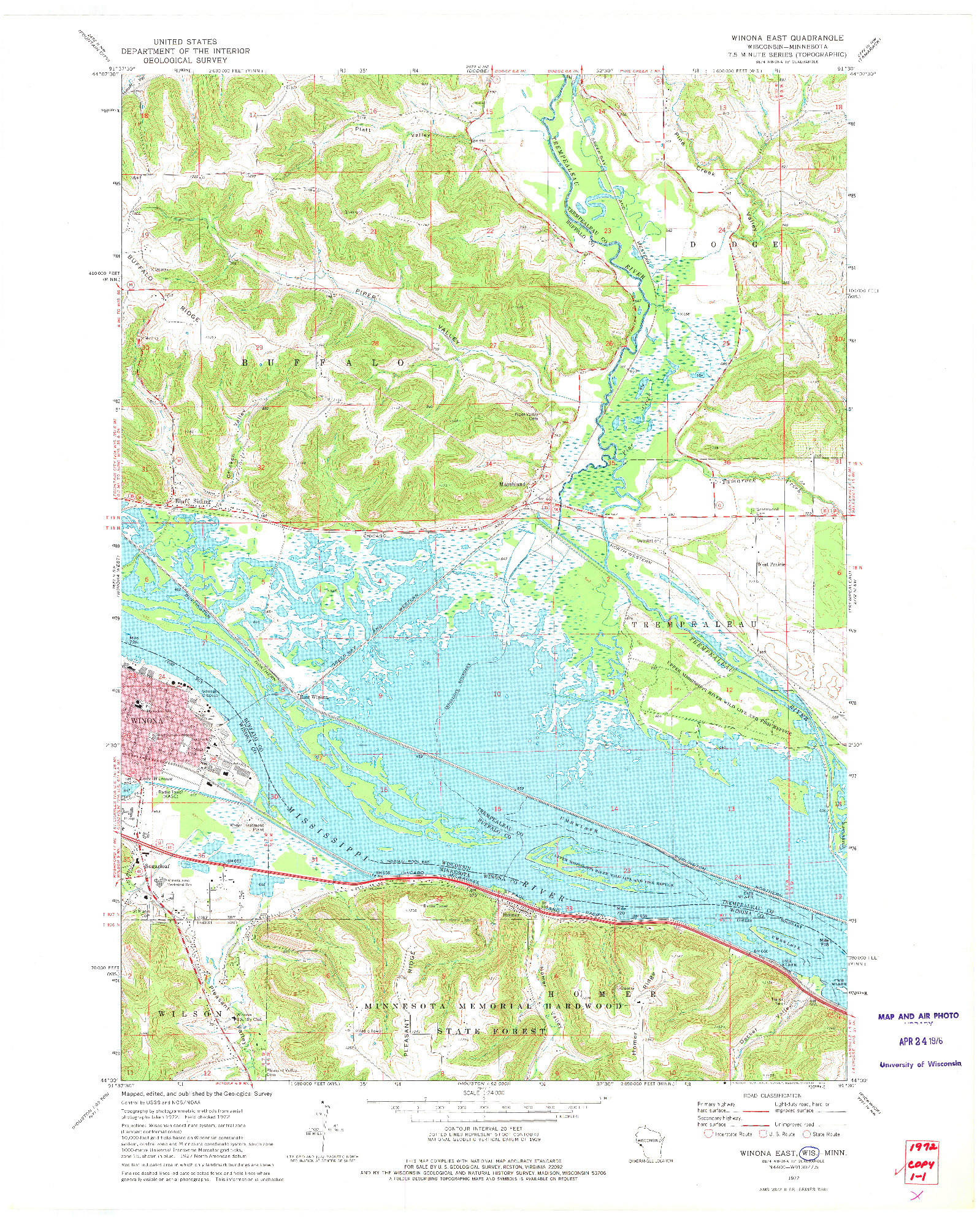 USGS 1:24000-SCALE QUADRANGLE FOR WINONA EAST, WI 1972