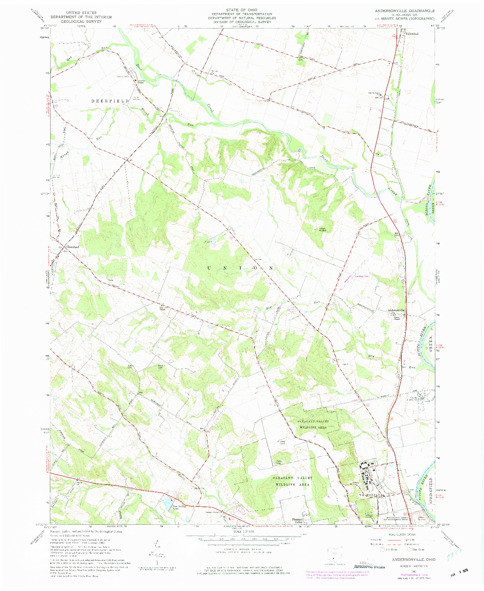 USGS 1:24000-SCALE QUADRANGLE FOR ANDERSONVILLE, OH 1961