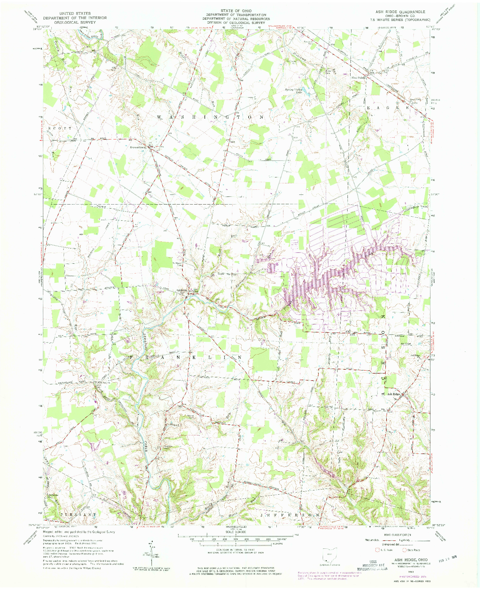 USGS 1:24000-SCALE QUADRANGLE FOR ASH RIDGE, OH 1961