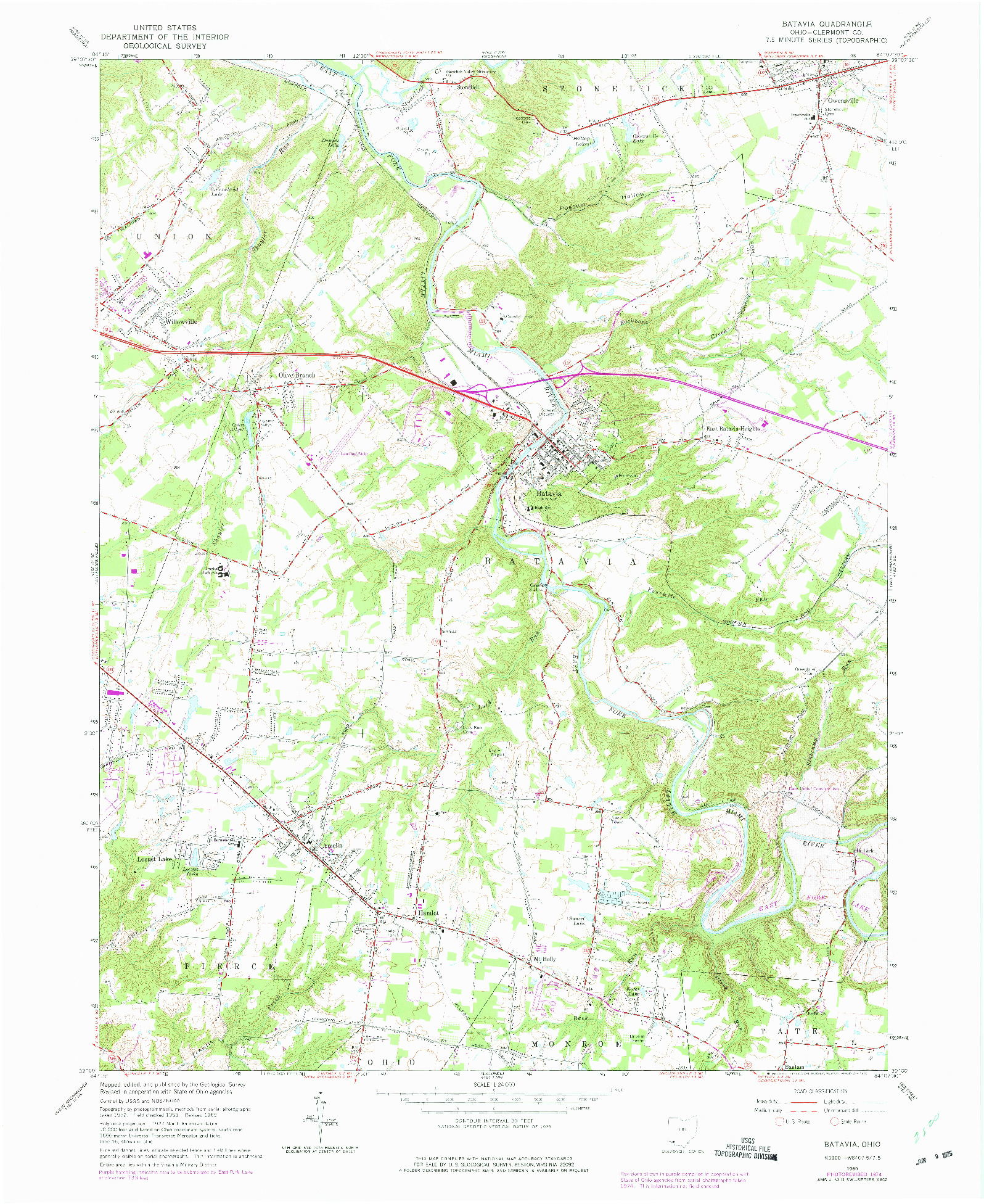 USGS 1:24000-SCALE QUADRANGLE FOR BATAVIA, OH 1965